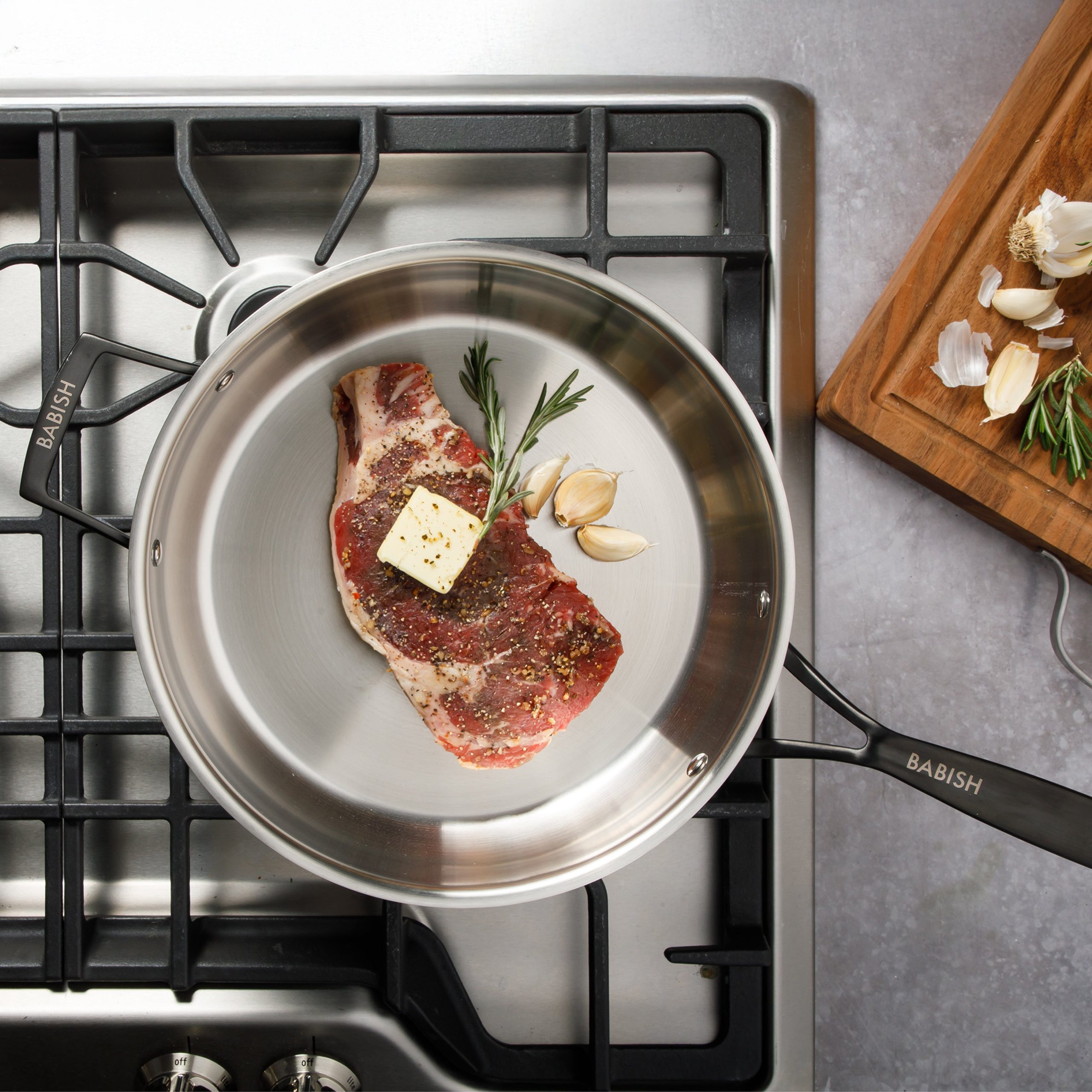 Babish 5-Qt Stainless Steel Sauté Pan with Lid – Heavy Duty Nonstick-Ready, Oven & Induction Safe, Everyday Kitchen Cookware - Image 4