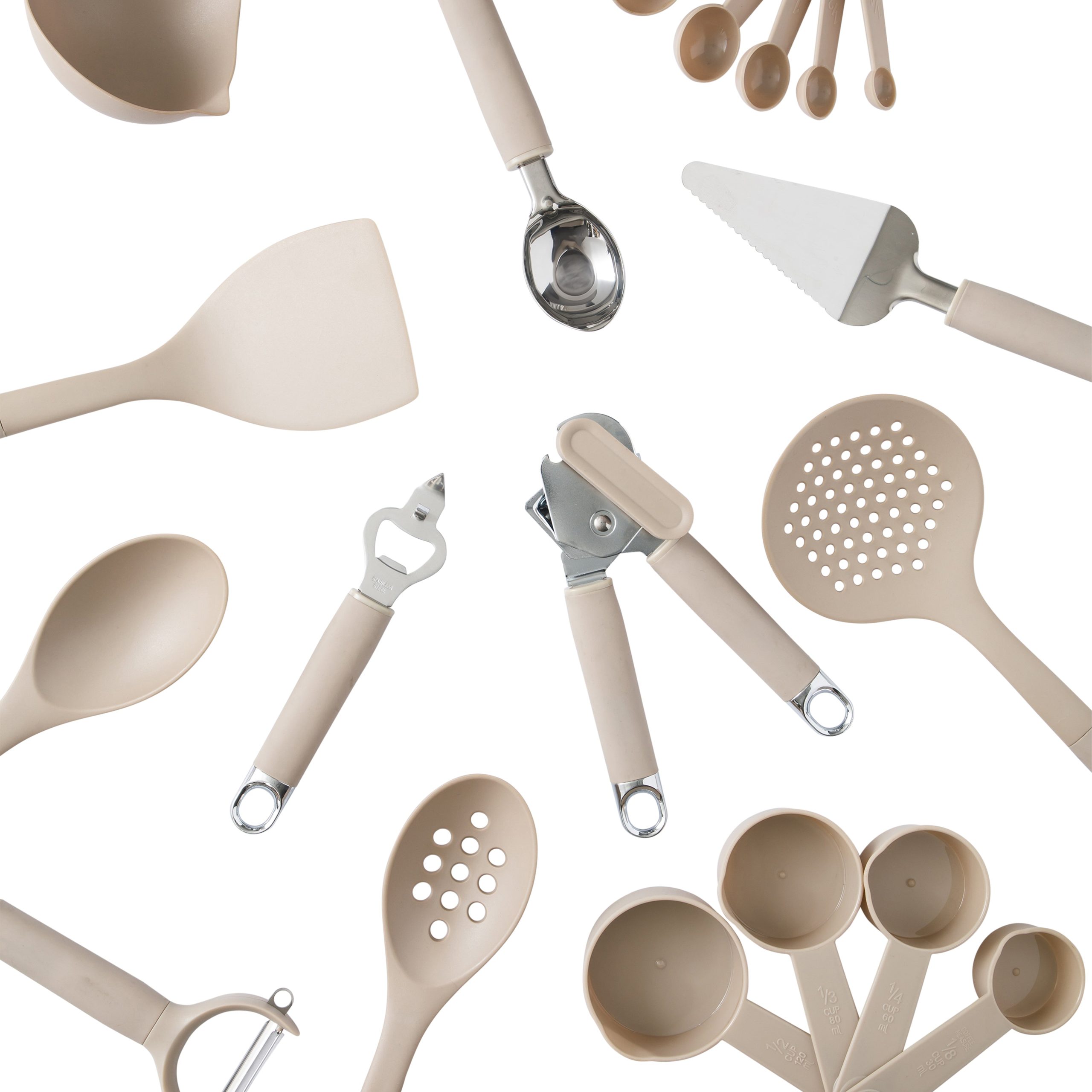 Gibson Home 20-Piece Kitchen Gadget & Tool Set – Nylon Cooking Utensils Spatulas, Ladle, Skimmer, Serving Spoons, Measuring Cups & Spoons, Can Opener, Peeler, Ice Cream Scoop & More - Image 5