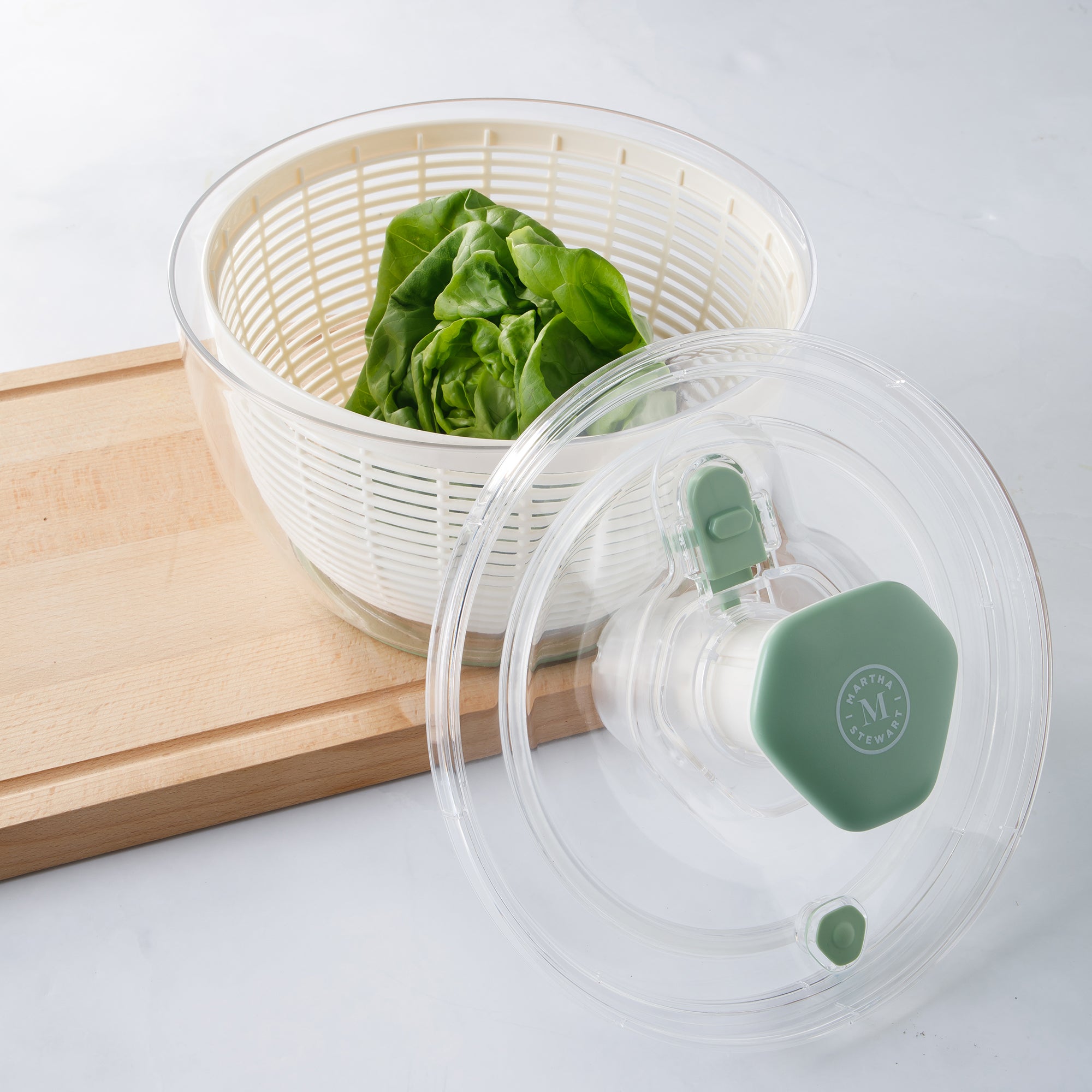 Martha Stewart Gulfwind 6.3 Qt Salad Spinner, Fruit Washer, Fruit Washing Bowl with Strainer, Vegetable Cleaner, Salad Cleaner, Lettuce Washer - Image 2