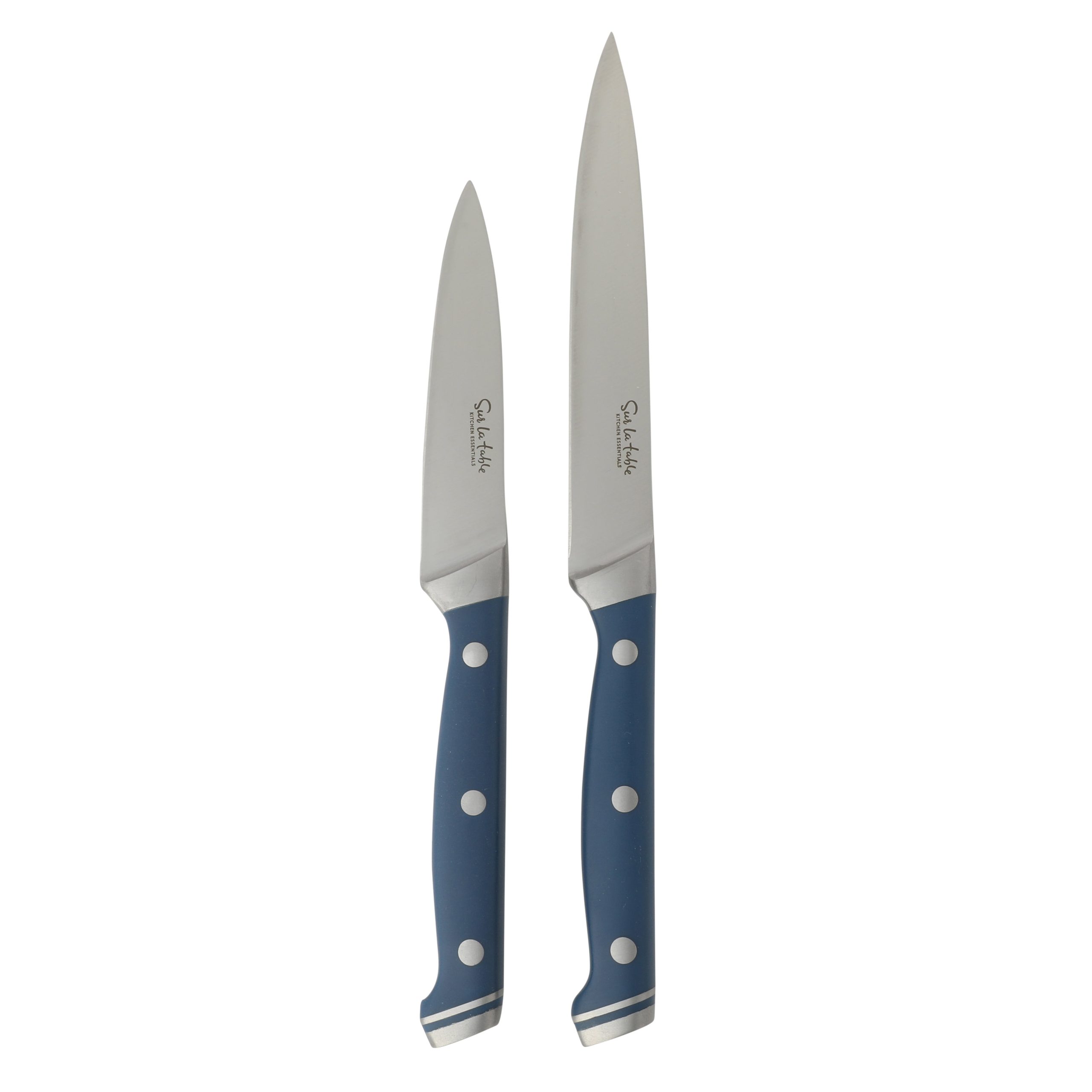 Sur La Table Kitchen Essentials 14 Piece Cutlery Set, German Steel Forged Knives, Beech Wood Block, Chef, Santoku, Bread, Steak Knives, Shears & Sharpener - Blue - Image 5