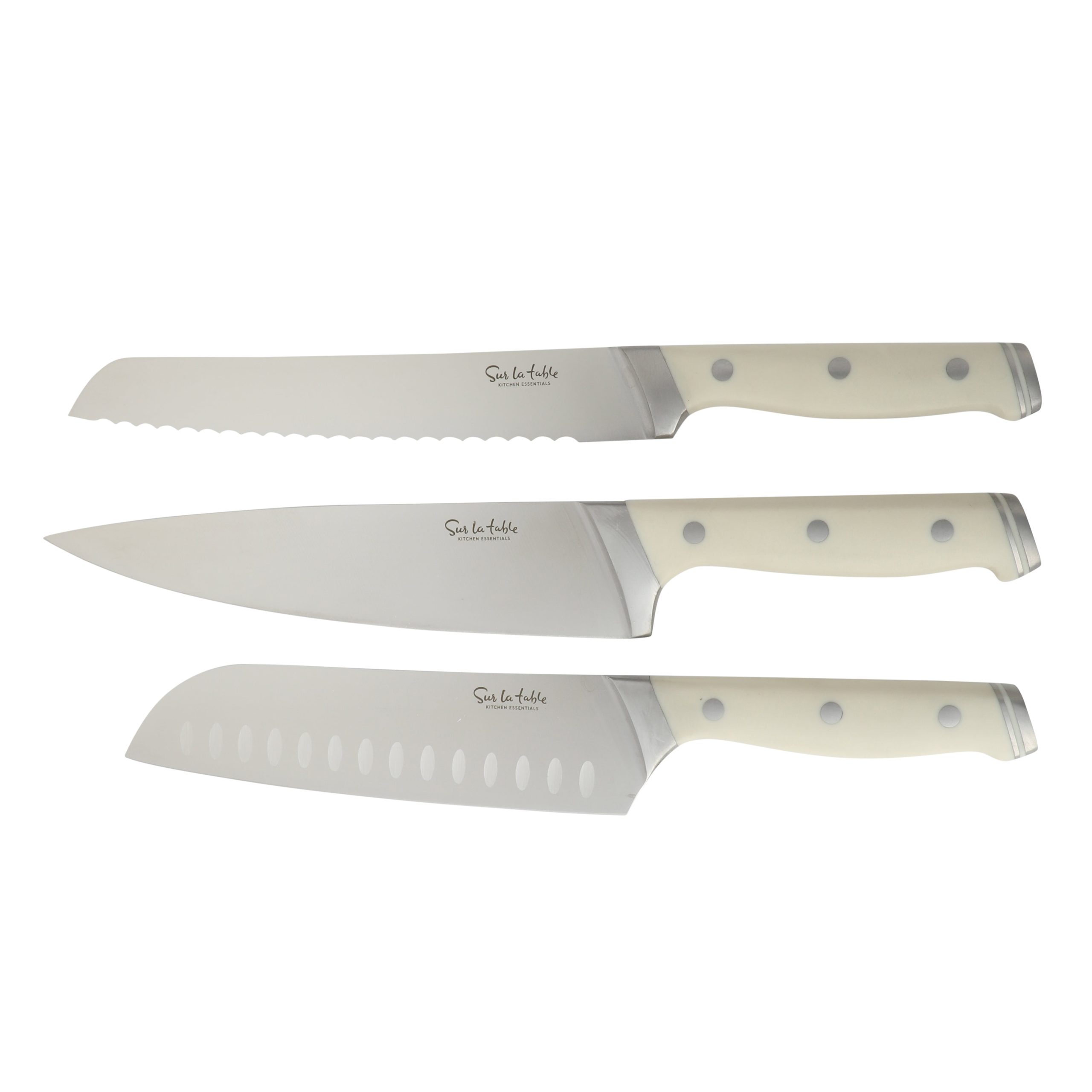 Sur La Table Kitchen Essentials 14 Piece Cutlery Set, German Steel Forged Knives, Beech Wood Block, Chef, Santoku, Bread, Steak Knives, Shears & Sharpener - Blue - Image 4