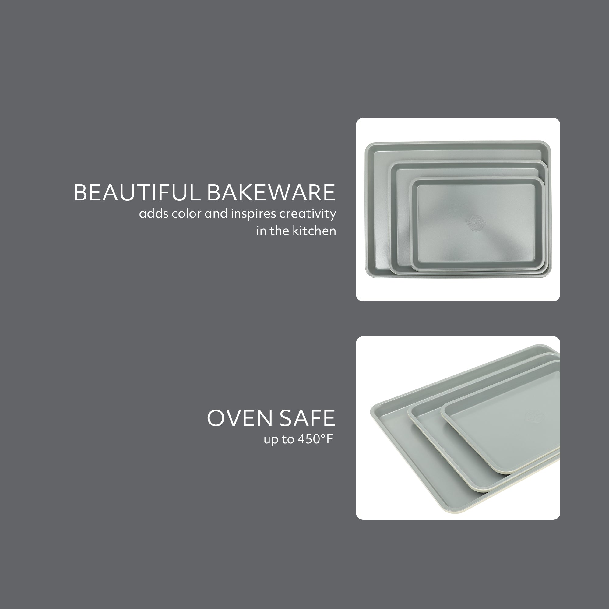 Sur La Table Kitchen Essentials Bake Sale 3-Piece Cookie Sheet Set – Nonstick Carbon Steel Baking Pans (13, 15, 18 Inch) – Grey Easy-Clean Oven Trays for Cookies, Roasting & More - Image 5