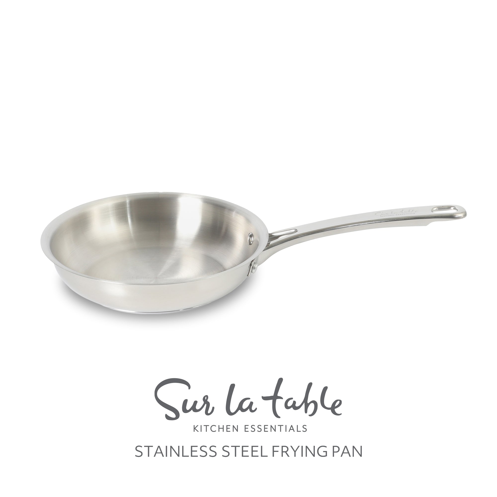 Sur La Table Kitchen Essentials Chef's Deck Stainless Steel Frying Pan – Induction Ready Skillet with Tri-Ply Base, Polished Finish & Hollow Stay-Cool Handle - Image 3