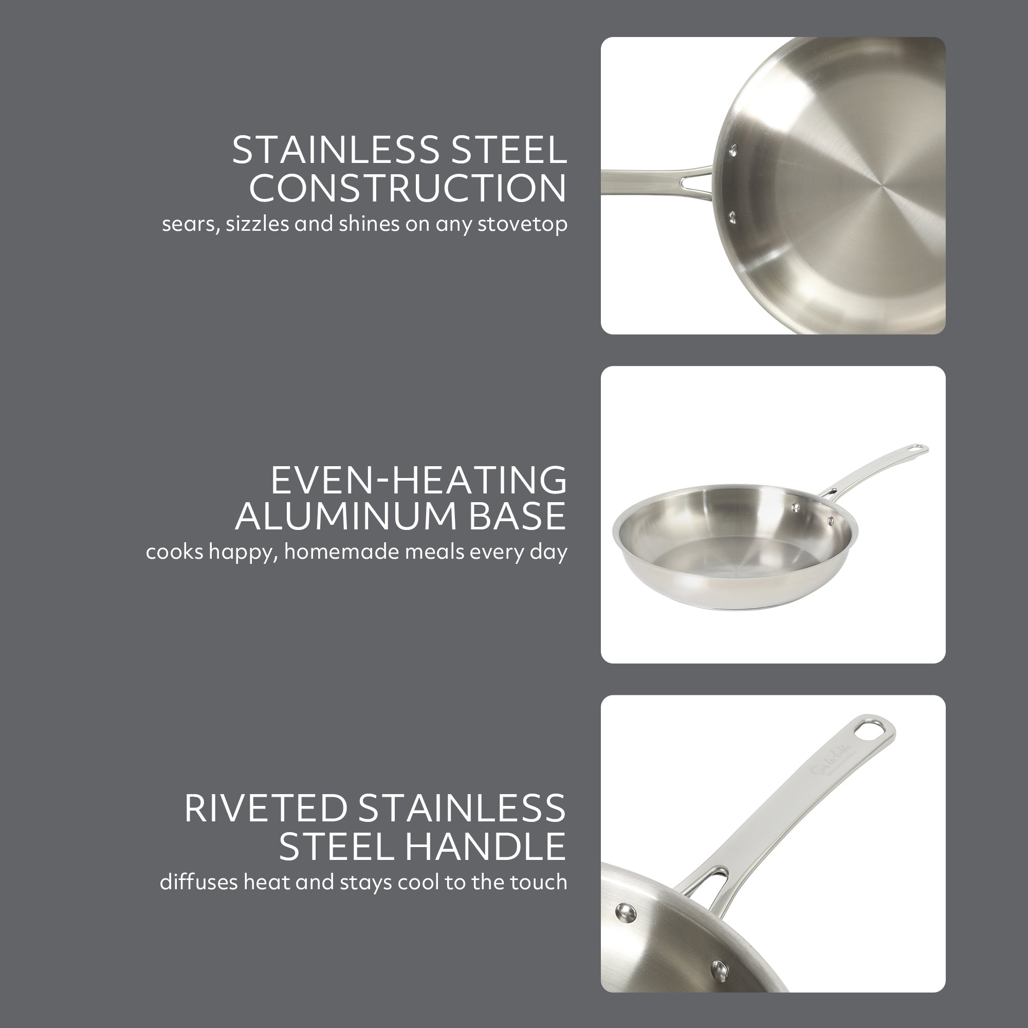 Sur La Table Kitchen Essentials Chef's Deck Stainless Steel Frying Pan – Induction Ready Skillet with Tri-Ply Base, Polished Finish & Hollow Stay-Cool Handle - Image 11