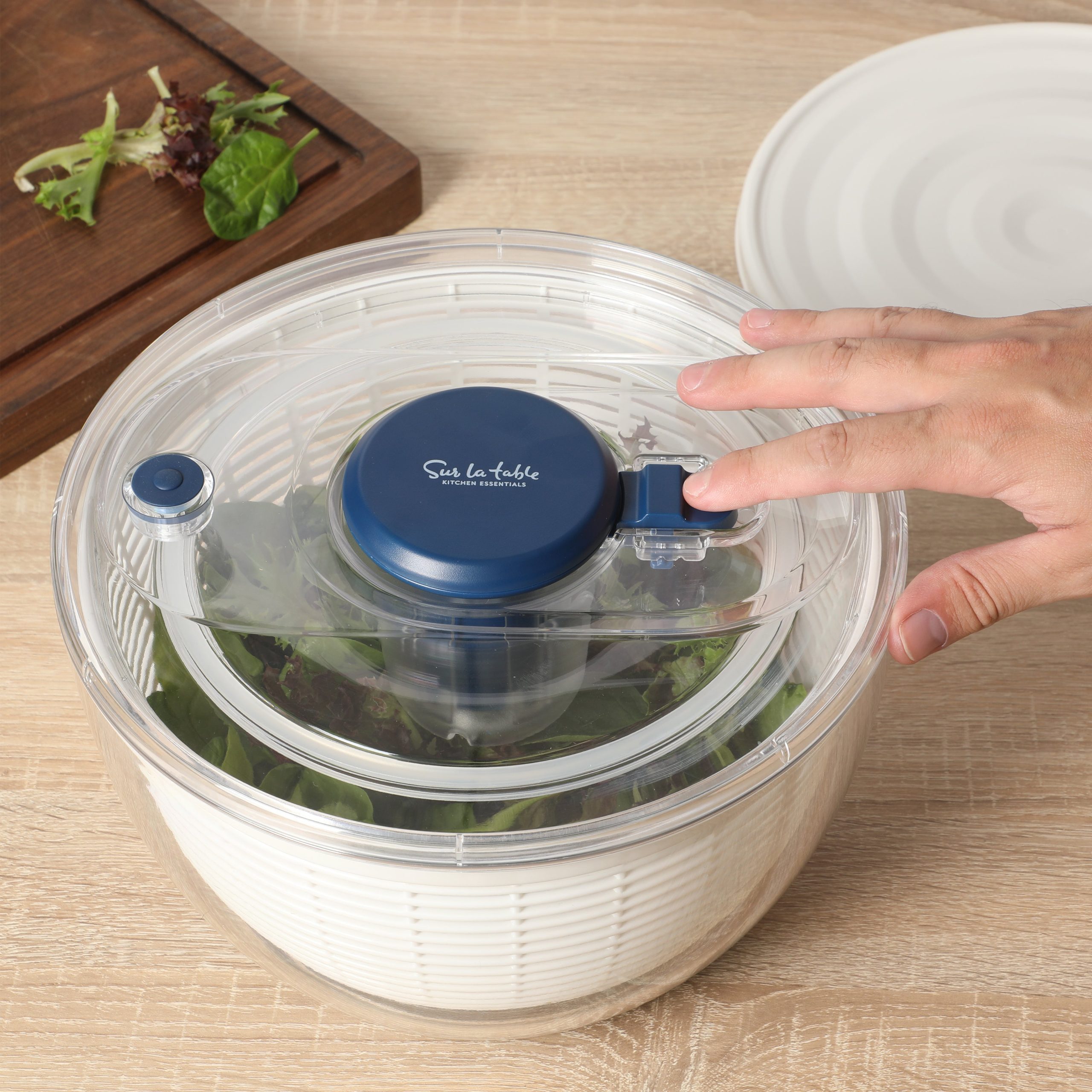 Sur La Table Kitchen Essential 6.3 Qt Salad Spinner, Fruit Washer, Fruit Washing Bowl with Strainer, Vegetable Cleaner, Salad Cleaner, Lettuce Washer - Image 3