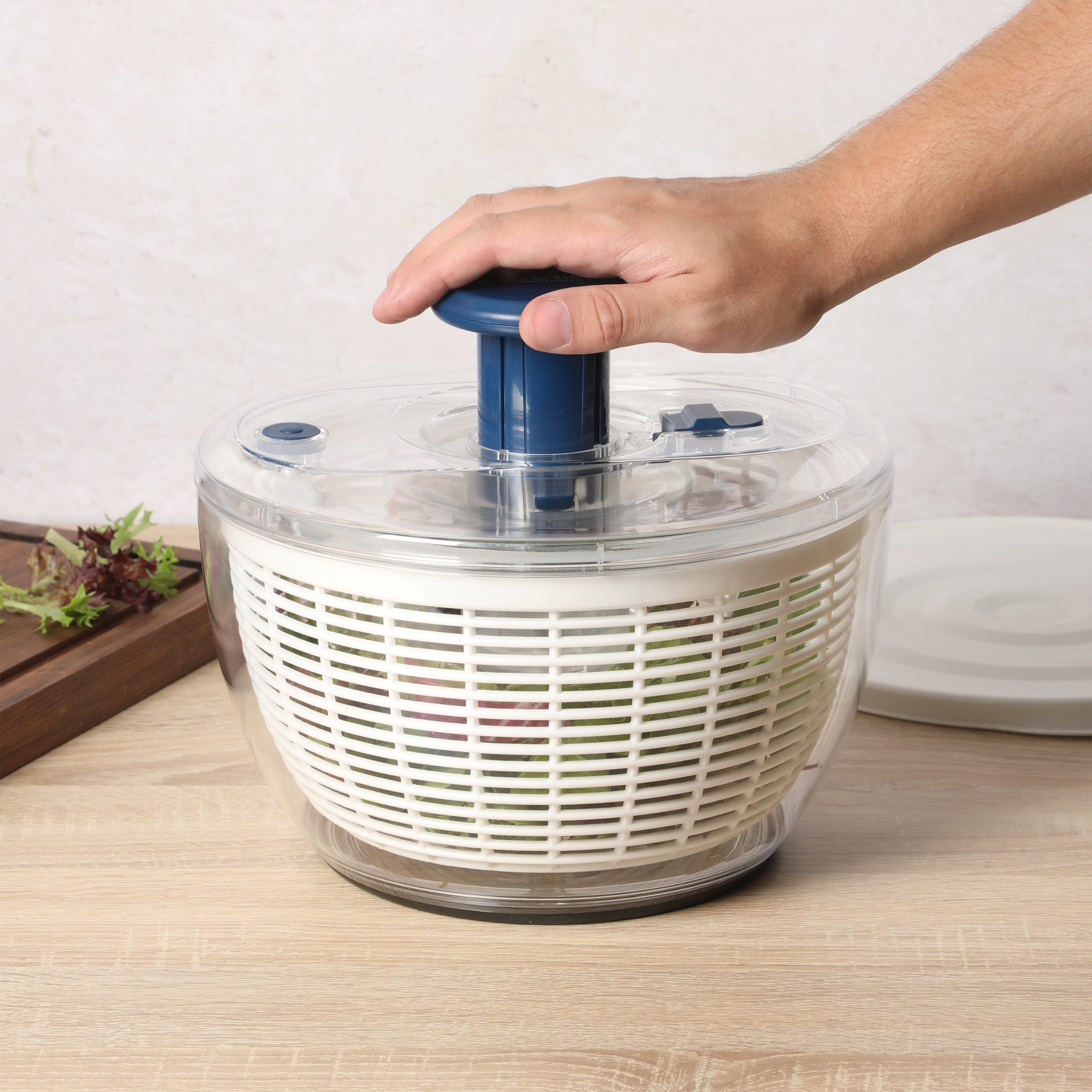 Sur La Table Kitchen Essential 6.3 Qt Salad Spinner, Fruit Washer, Fruit Washing Bowl with Strainer, Vegetable Cleaner, Salad Cleaner, Lettuce Washer - Image 2