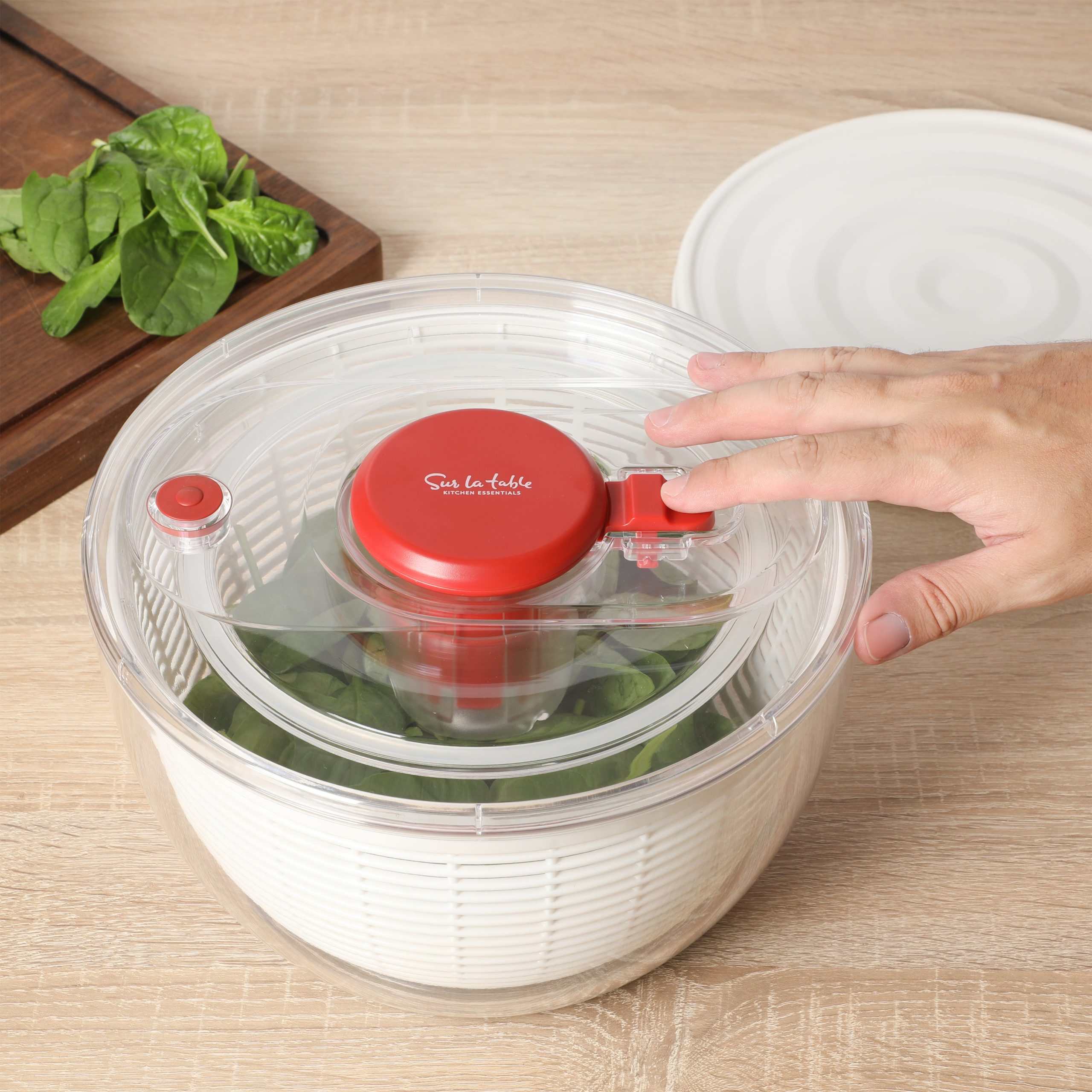 Sur La Table Kitchen Essential 6.3 Qt Salad Spinner, Fruit Washer, Fruit Washing Bowl with Strainer, Vegetable Cleaner, Salad Cleaner, Lettuce Washer - Image 9