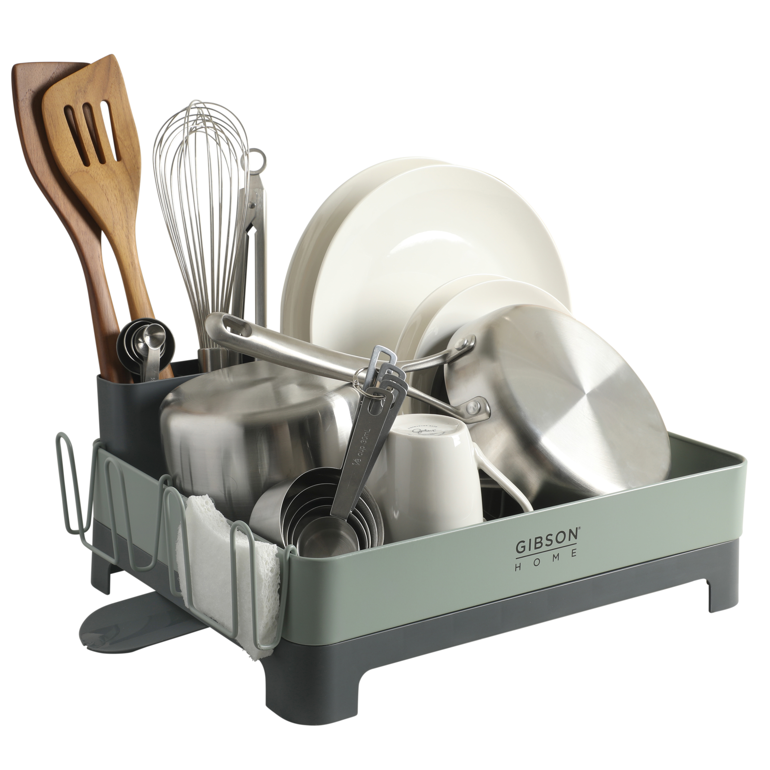 Gibson Home Nestcraft Full Size Rust Resistant Dish Rack with Drain Board and Flatware Caddy - Image 6