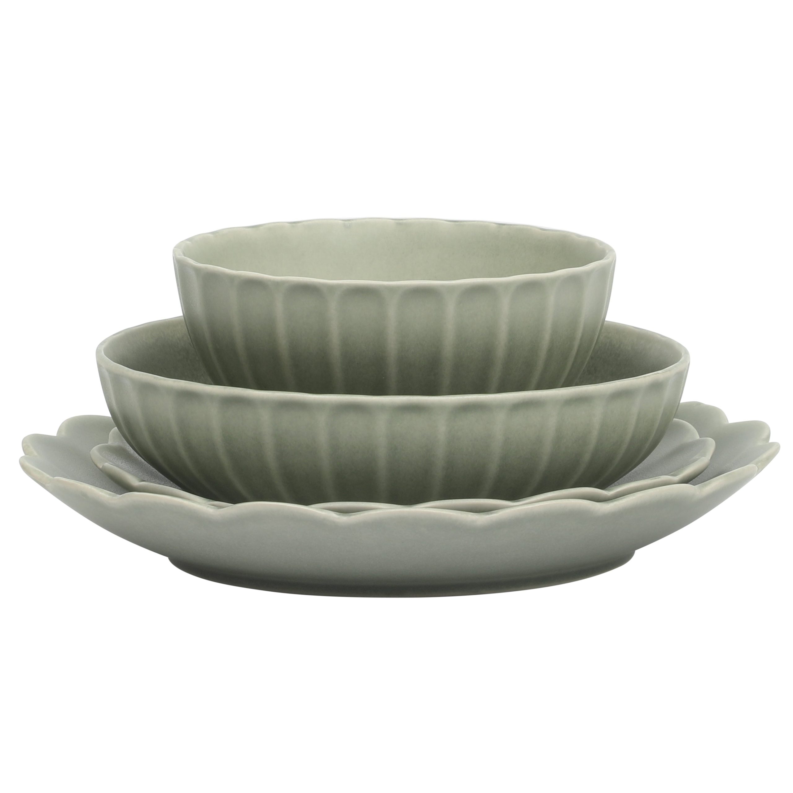 Gibson Elite Malibu Shore 16 Piece Scallop Stoneware Reactive Glaze (Service for 4) Ceramic Plates and Bowls Dinnerware Set - Image 14