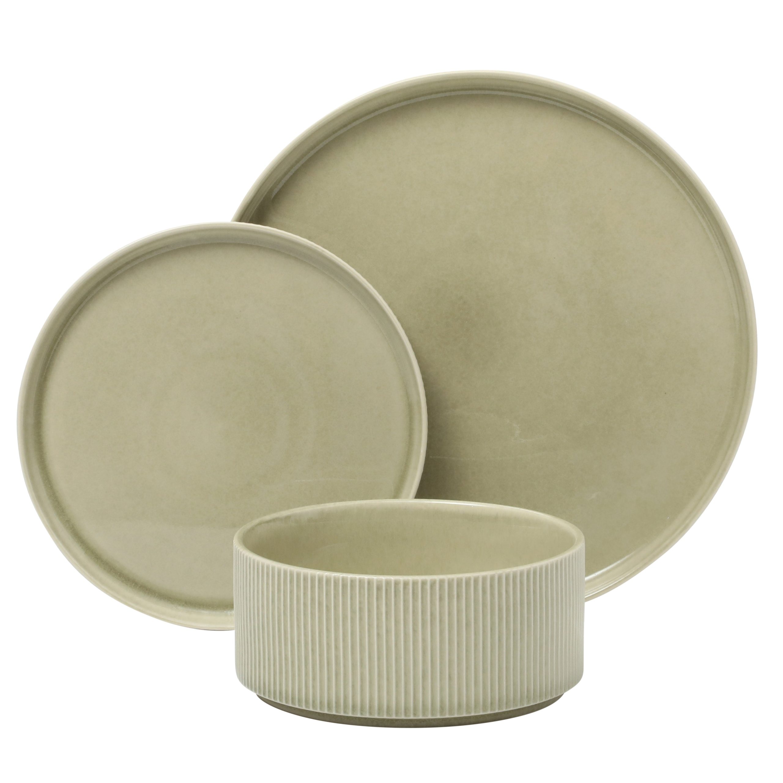 Gibson Elite Solana Coast 12 Piece Stoneware Reactive Glaze (Service for 4) Ceramic Plates and Bowls Modern Shape Embossed Dinnerware Set - Image 13