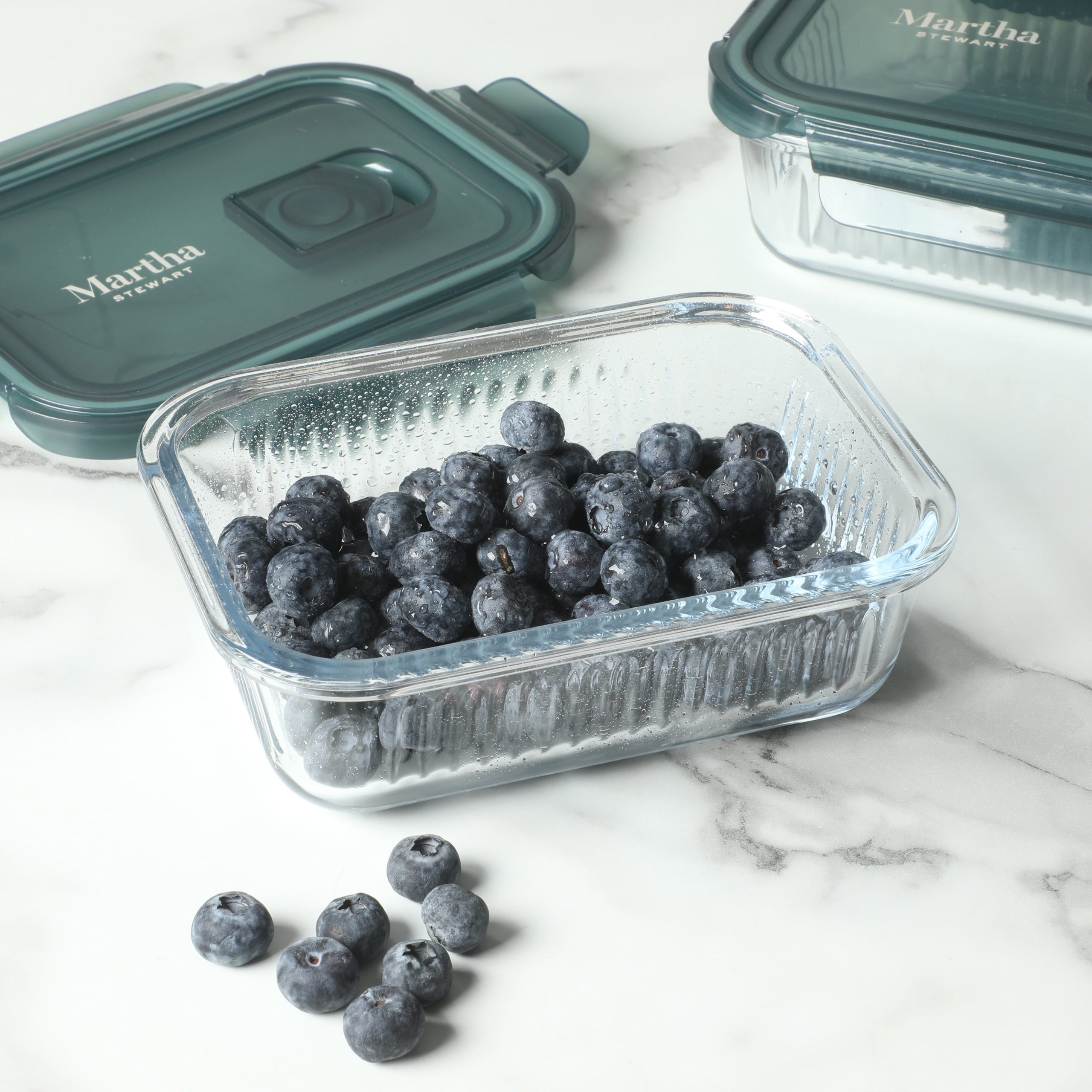 Martha Stewart Shadowbrook 10-Piece Borosilicate Glass Storage Container Set – Airtight Locking Lids, 21.6 oz Meal Prep, Leftover & Lunch Containers, Microwave, Oven & Dishwasher Safe - Image 2