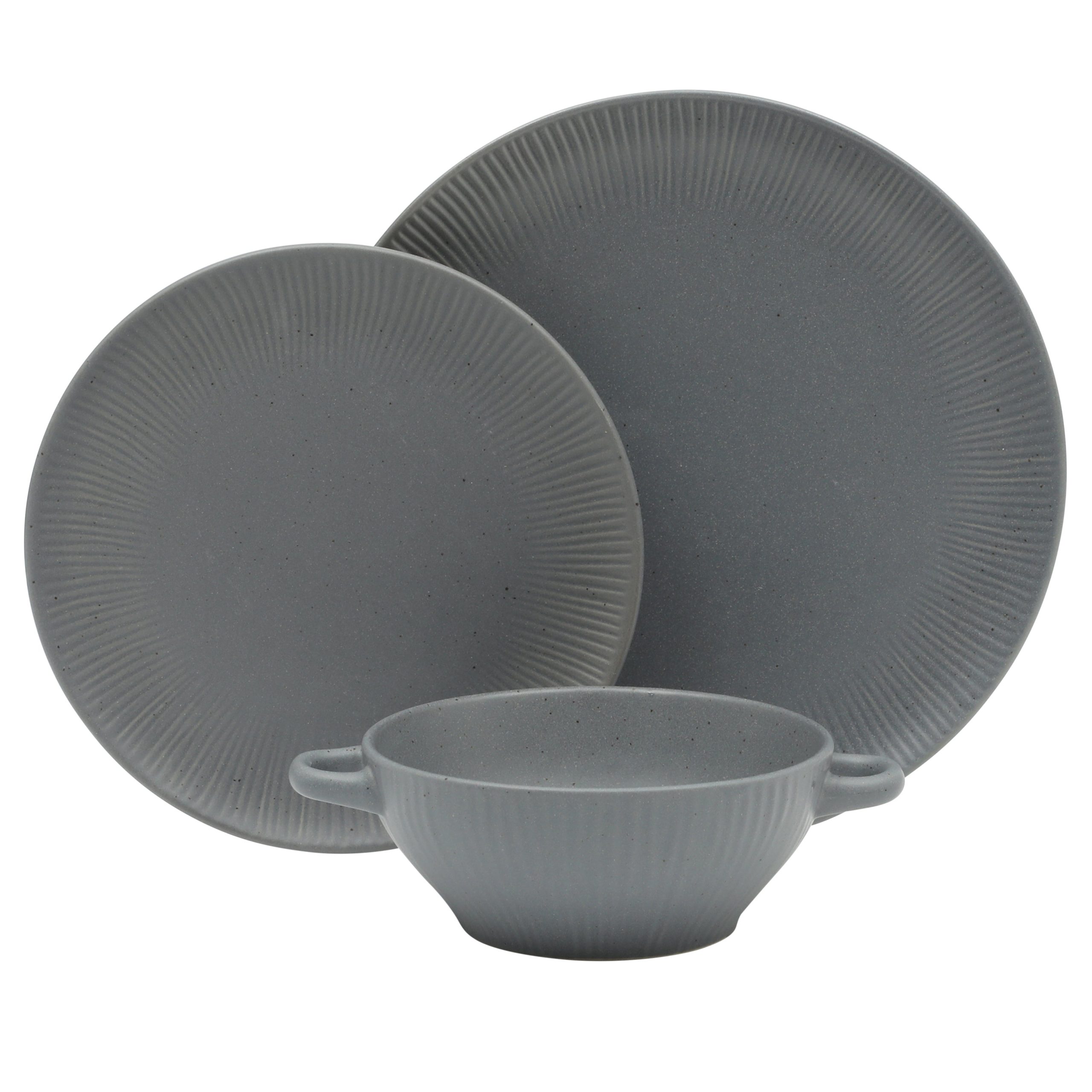 Gibson Elite Clover Hill 12-Piece Stoneware Dinnerware Set – Embossed Plates and Bowls with Matte Speckled Reactive Glaze, Service for 4 – Microwave & Dishwasher Safe - Image 6
