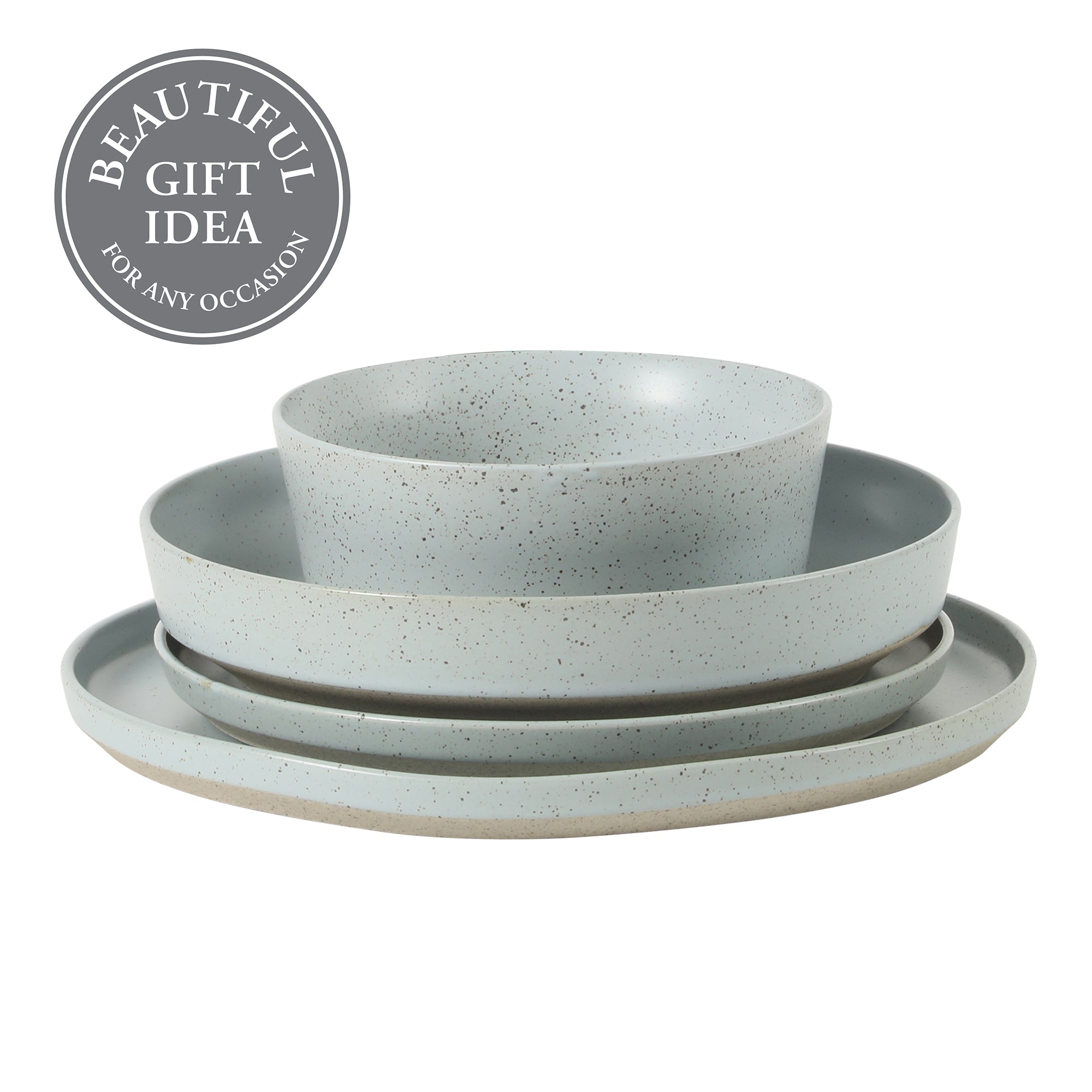 Gibson Elite Overbrook 16-Piece Pottery Clay Stoneware Dinnerware Set – Reactive Glaze, Stackable Plates and Bowls w/ Pasta Bowl, Service for 4 – Microwave & Dishwasher Safe - Image 4