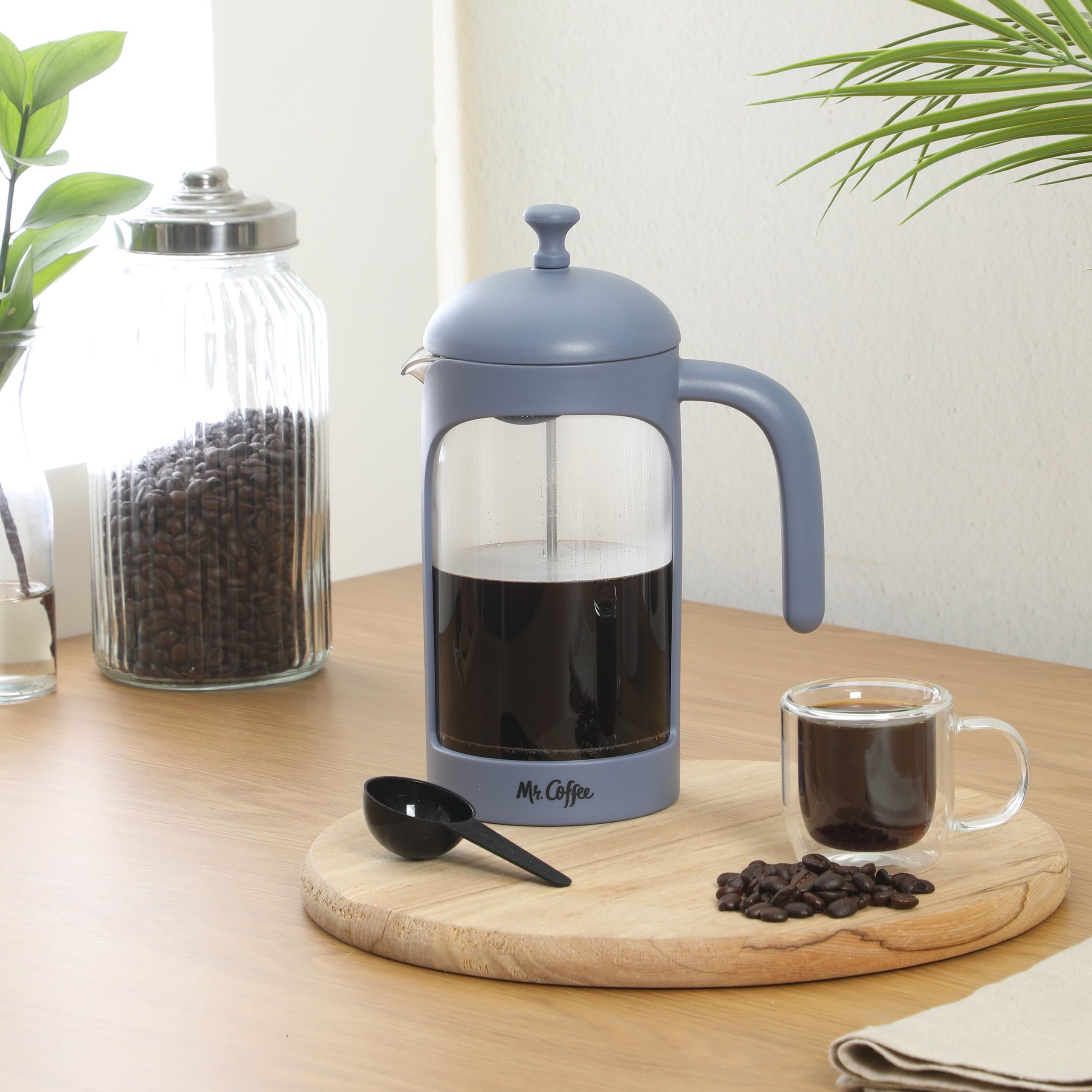 Mr. Coffee Retro Brew French Press Coffee Maker, 31 oz. Glass Carafe with High Heat Resistant Durable Borosilicate Glass & Colorful Frame and Plunger, Includes Coffee Scoop - Image 2