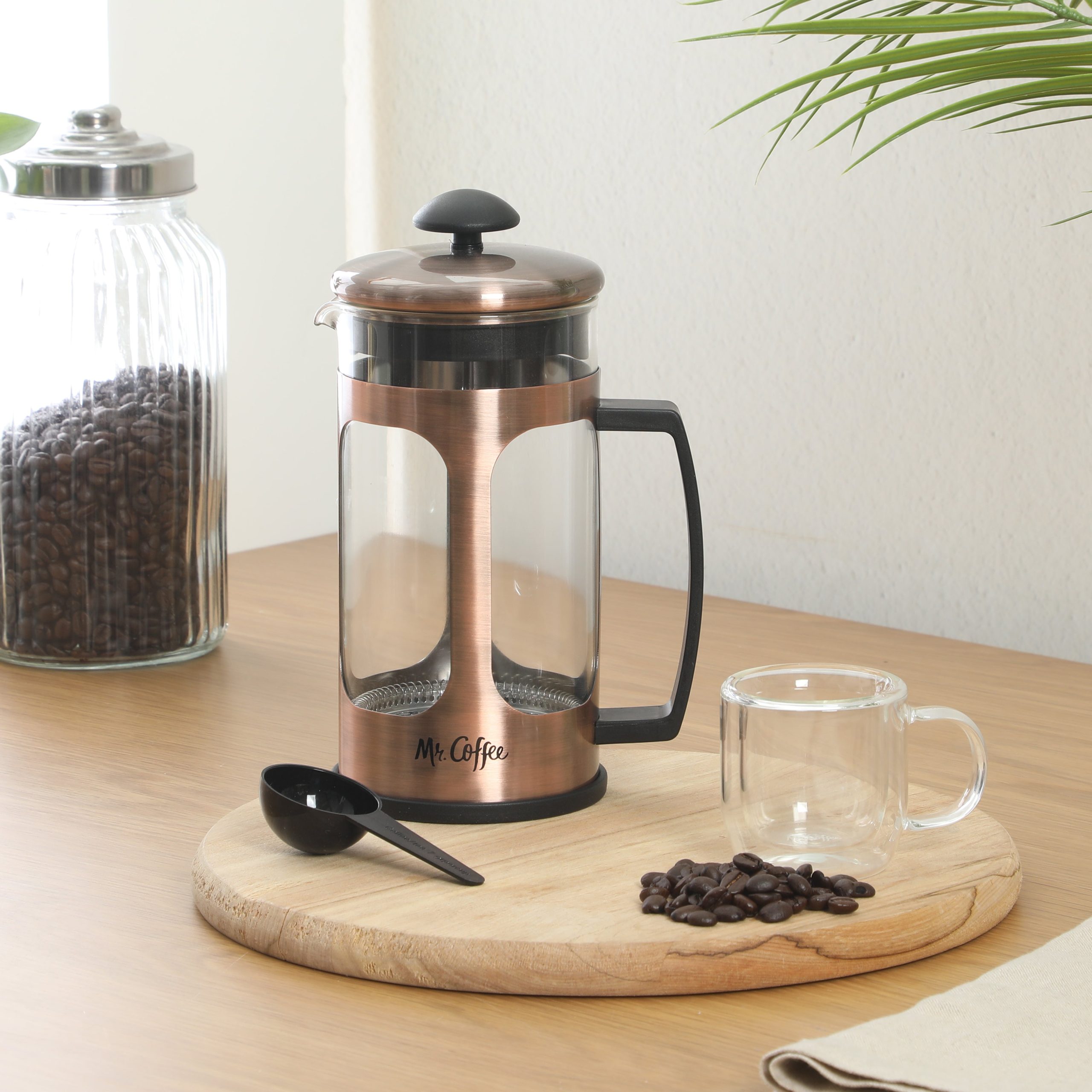 Mr. Coffee Daily Brew French Press Coffee Maker, 30 oz Glass Carafe with High Heat Resistant Durable Borasilicate Glass & Metal Frame and Plunger, Includes Coffee Scoop - Image 3