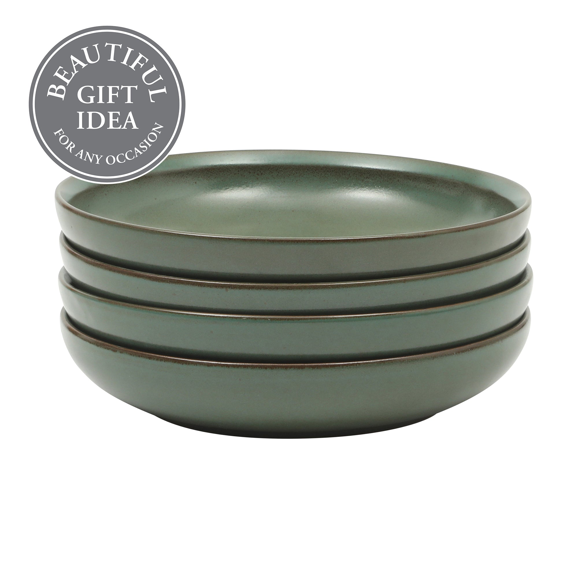 Gibson Elite Beckett 4-Piece Dinner Bowl Set – Reactive Glaze Stoneware – Shallow Pasta Bowls – Wide-Rim Round Design – Microwave & Dishwasher Safe - Image 10