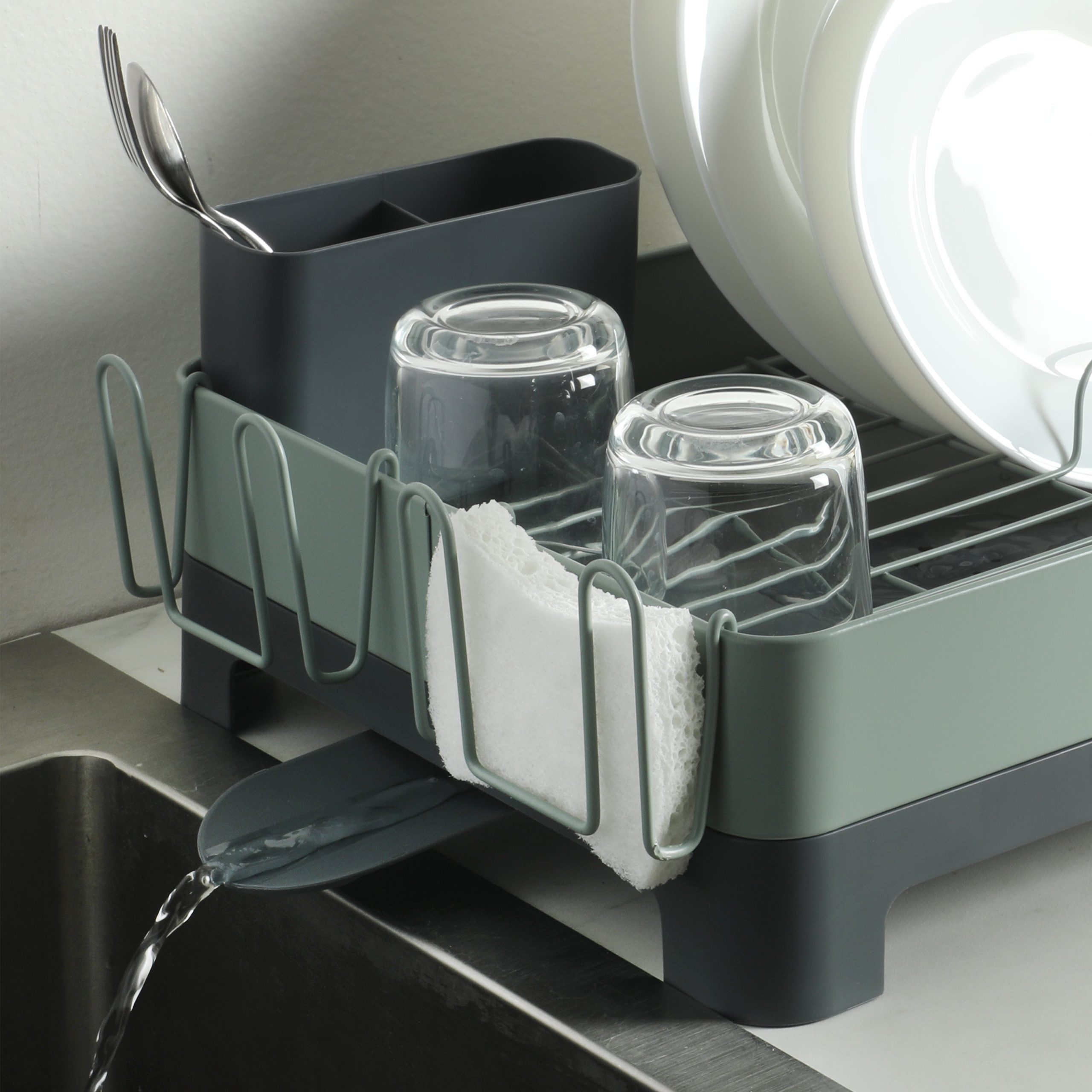 Gibson Home Nestcraft Full Size Rust Resistant Dish Rack with Drain Board and Flatware Caddy - Image 5
