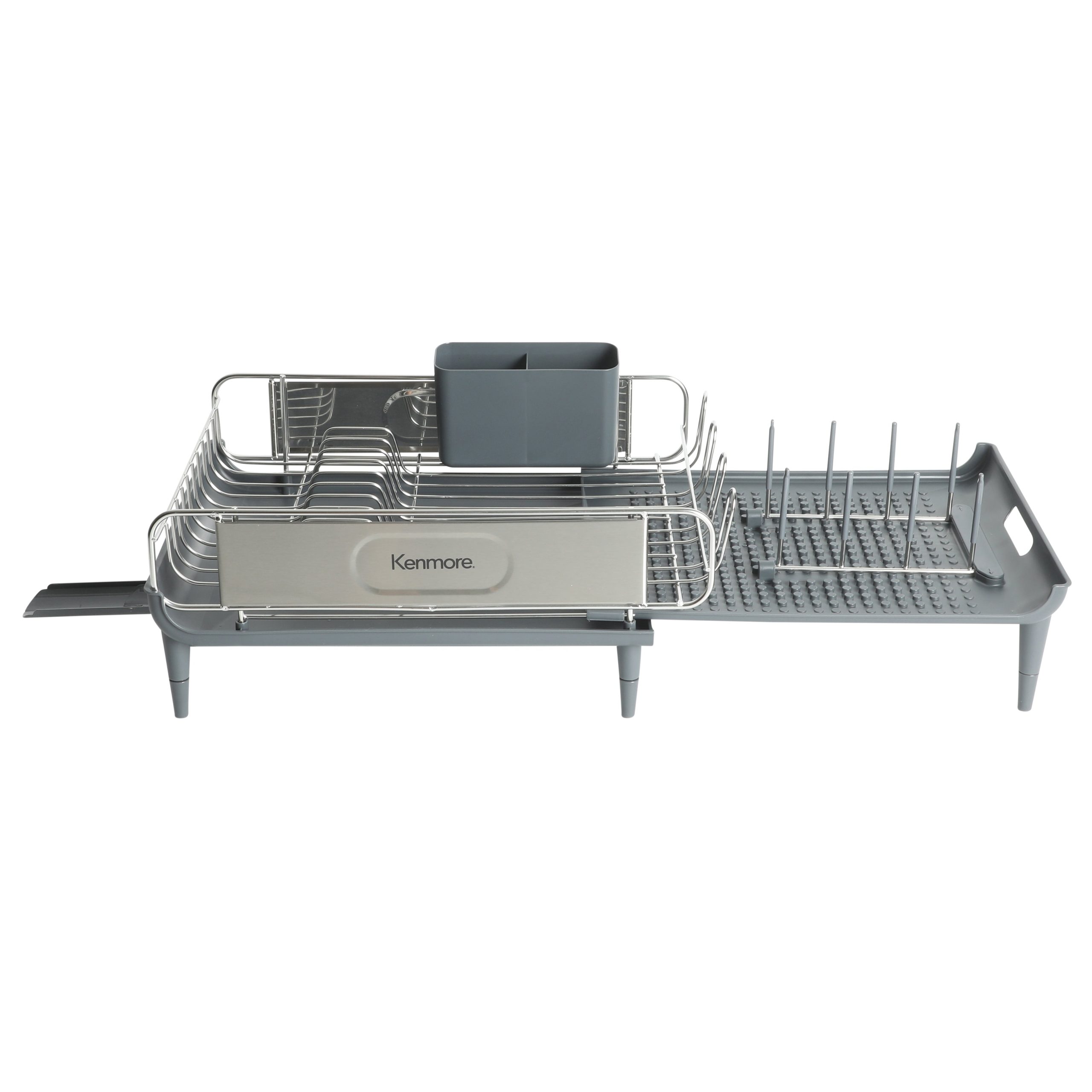 Kenmore Loxdell Expandable Full Size Rust Resistant Dish Rack with Drain Board and Flatware Caddy - Image 6