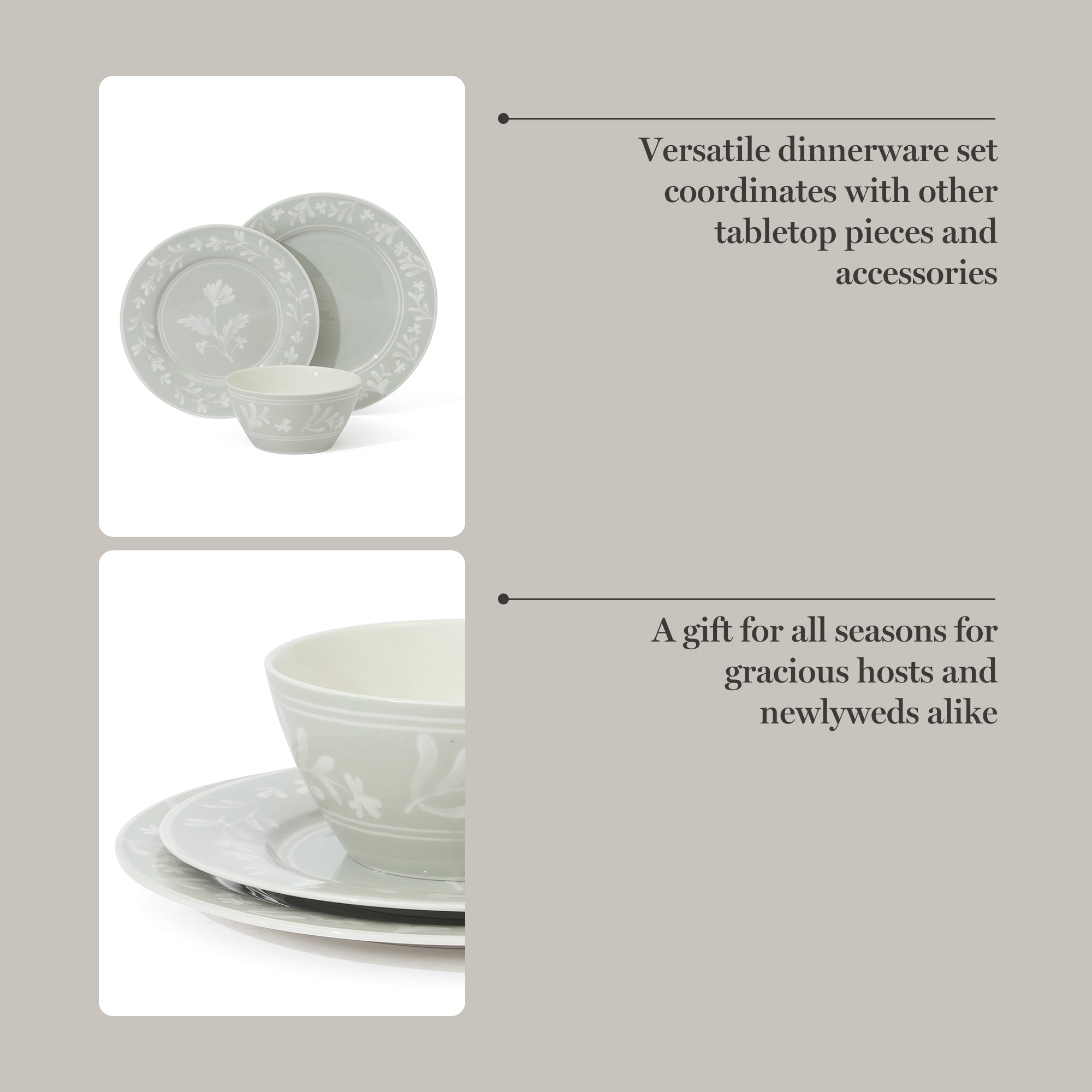 Martha Stewart Maiden Crown 12-Piece Dinnerware Set – Vegan Bone China Ceramic Plates & Bowls – Floral Design – Service for 4 – Dishwasher & Microwave Safe - Image 13