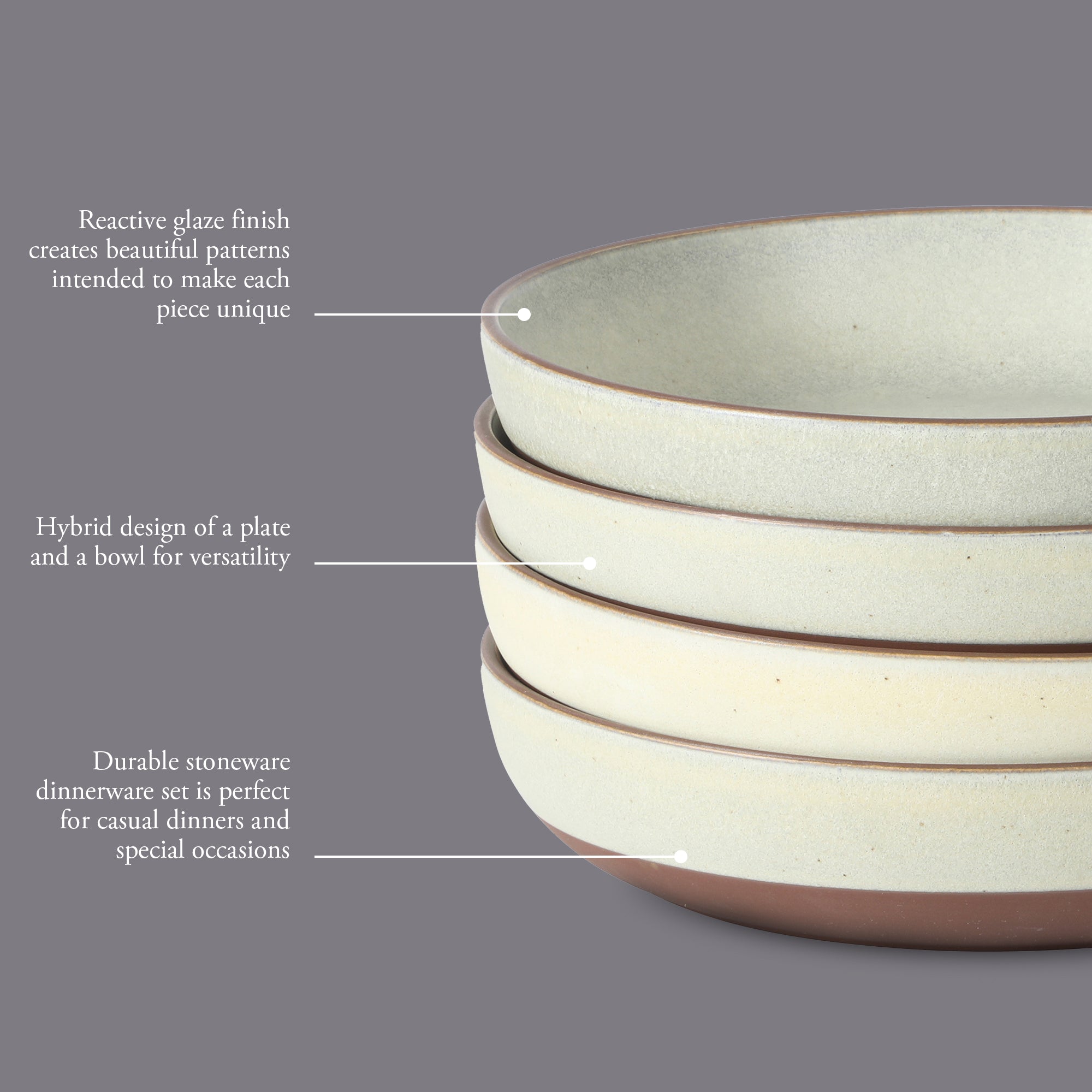 Gibson Elite William Crest 4 Piece Dinner Bowl Set, 8.5” Round Stoneware Bowls, Reactive Glaze Finish, Large Soup, Pasta & Salad Bowls, Microwave & Dishwasher Safe - Image 15