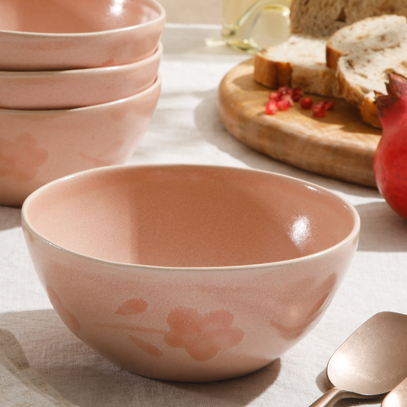 Bloomhouse - 2 Time Oprah's Favorite Things - Made in Portugal Hand Painted 6.4 Inch Cereal Bowls Set of 4 - Porto Petals Floral Soup Bowl Set - Blush Pink - Image 3