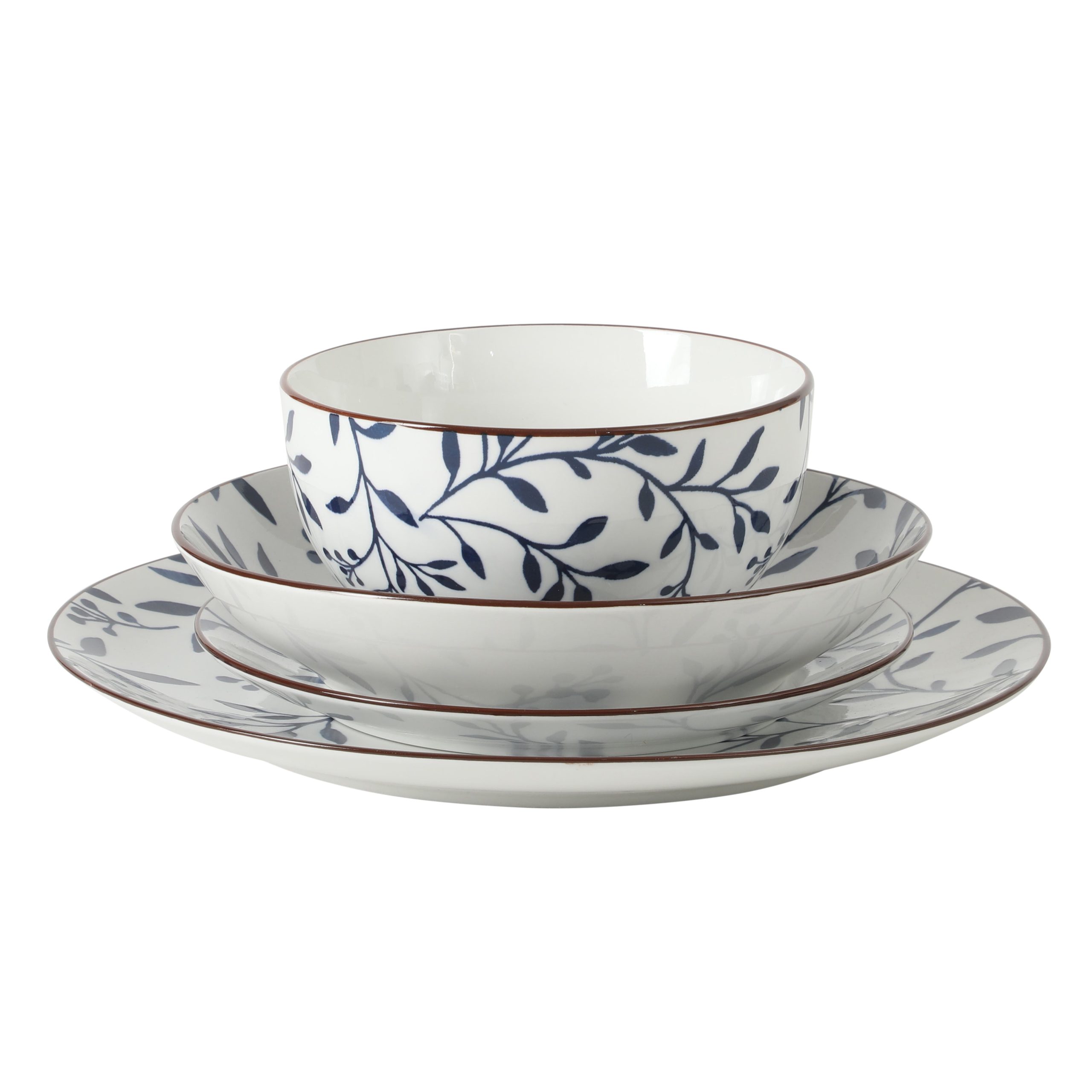 Gibson Home Palace Suite 16-Piece Dinnerware Set, Blue Floral Stoneware Plates & Bowls, Service for 4, Round Durable Everyday Dish Set - Image 6