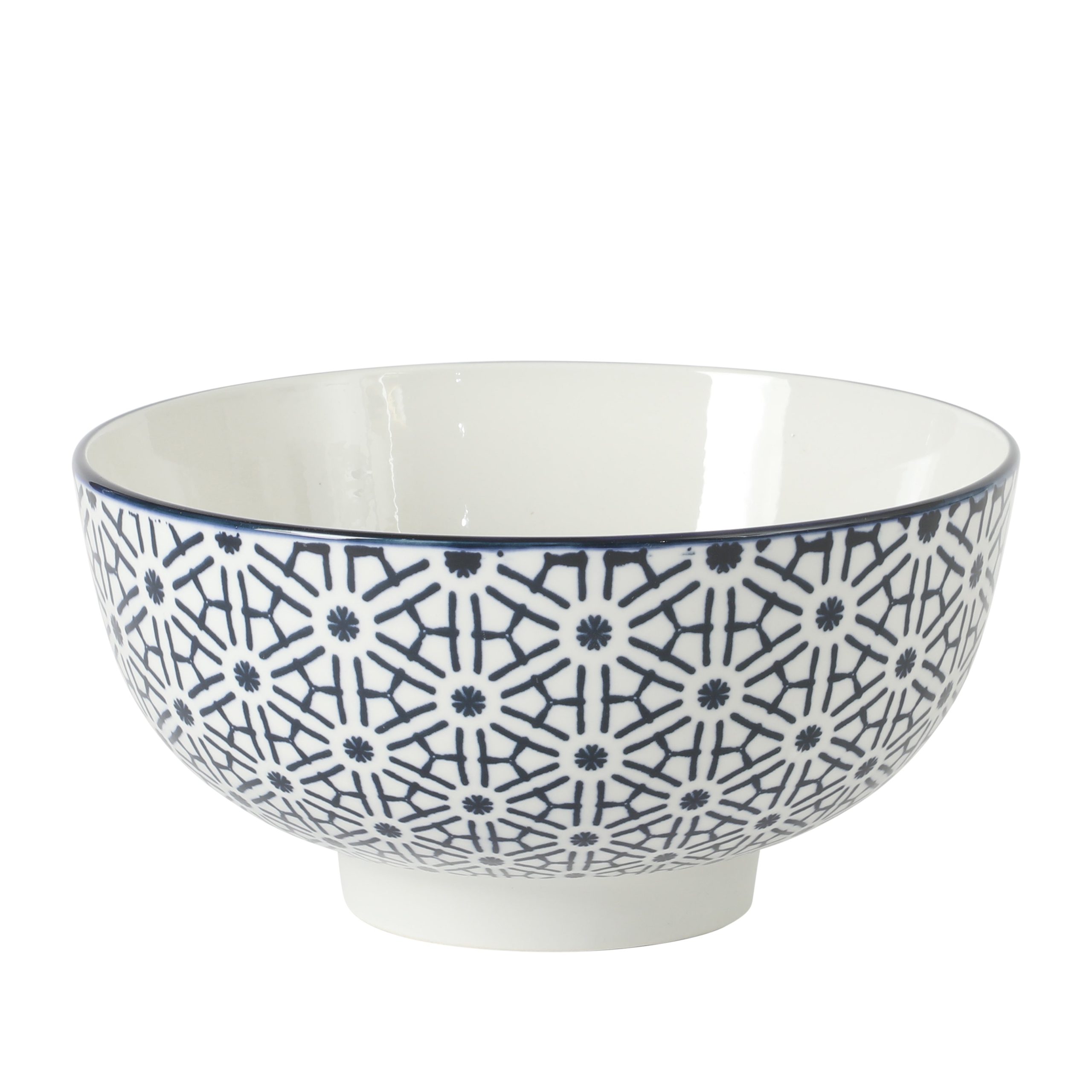 Gibson Home Castle Way 4-Piece Serving Bowl Set, 8 Inch Round Stoneware Bowls, Blue & White Assorted Pattern, Decorative Everyday Use - Image 7