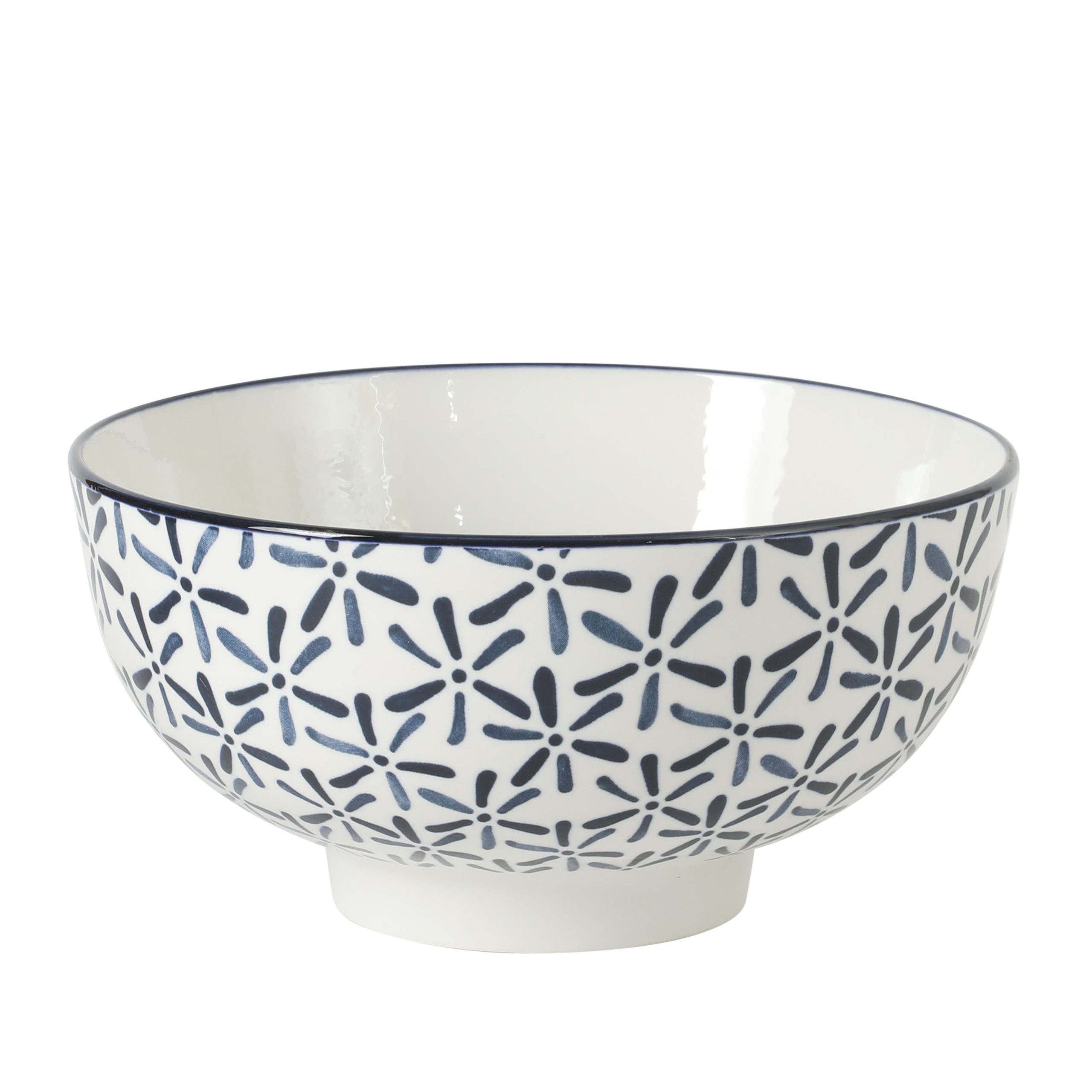 Gibson Home Castle Way 4-Piece Serving Bowl Set, 8 Inch Round Stoneware Bowls, Blue & White Assorted Pattern, Decorative Everyday Use - Image 8