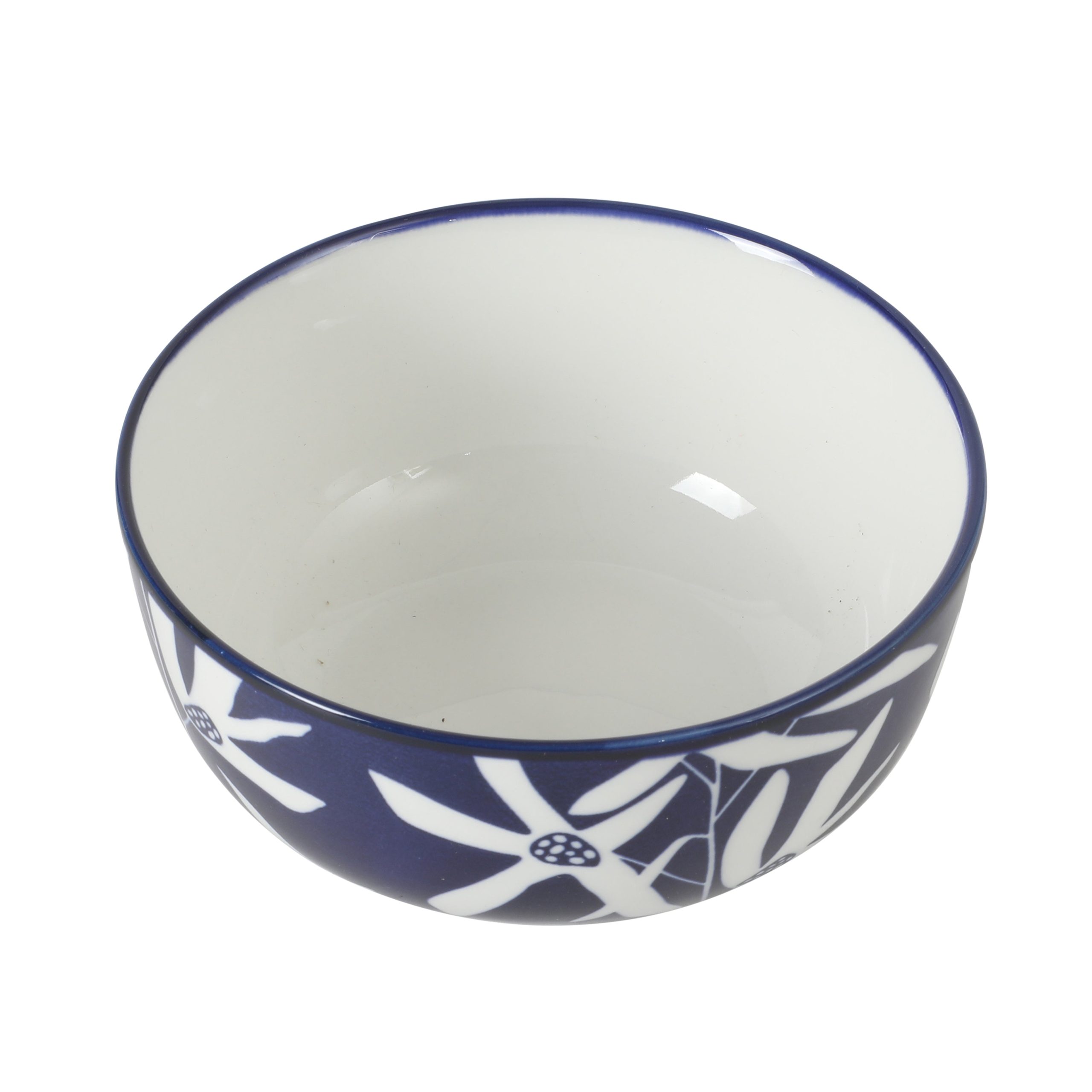 Gibson Home Ivory Estate 4-Piece Cereal Bowl Set, 5.5 Inch Round Stoneware Bowls, Blue & White Floral Pattern, Assorted Decorative Designs - Image 6