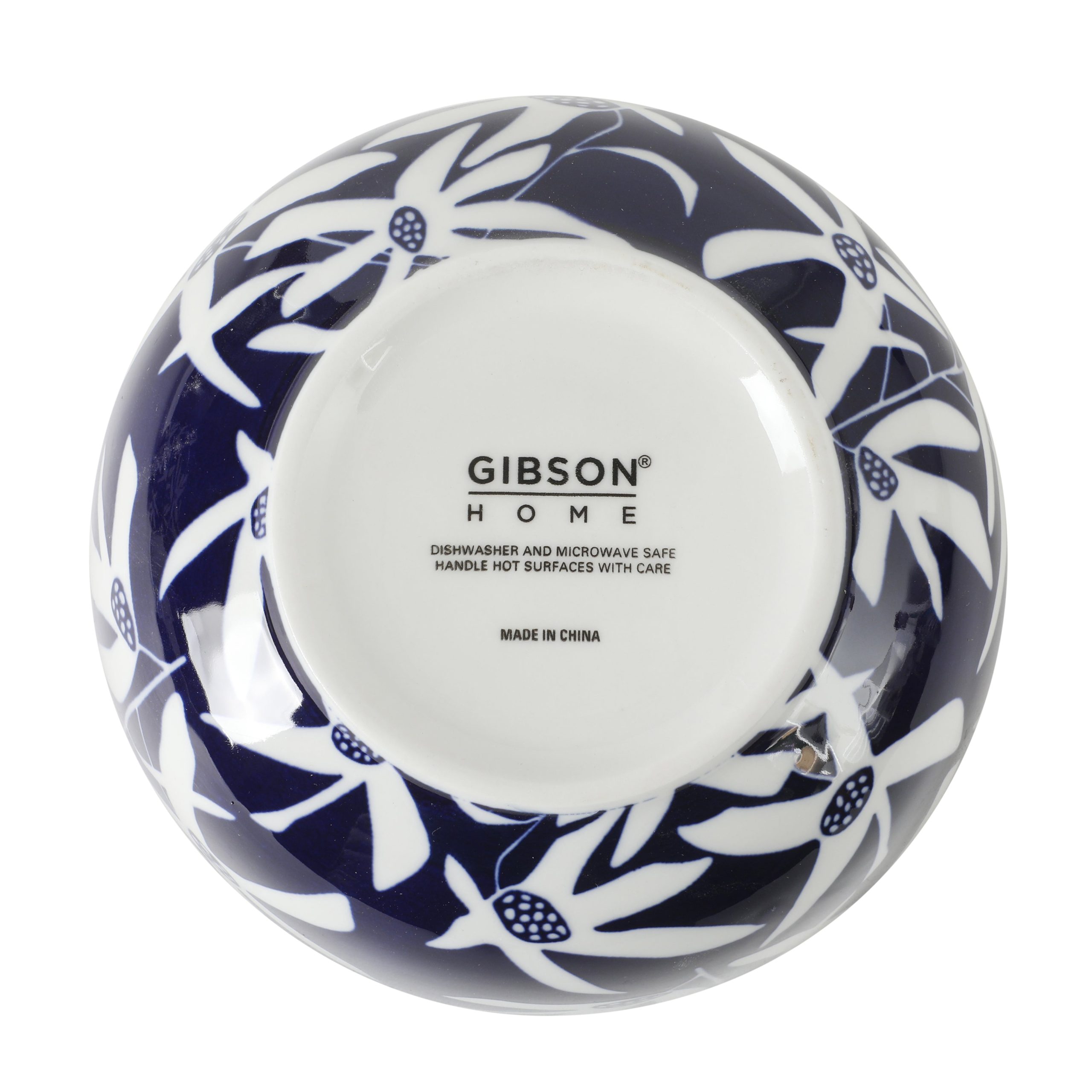 Gibson Home Ivory Estate 4-Piece Cereal Bowl Set, 5.5 Inch Round Stoneware Bowls, Blue & White Floral Pattern, Assorted Decorative Designs - Image 8