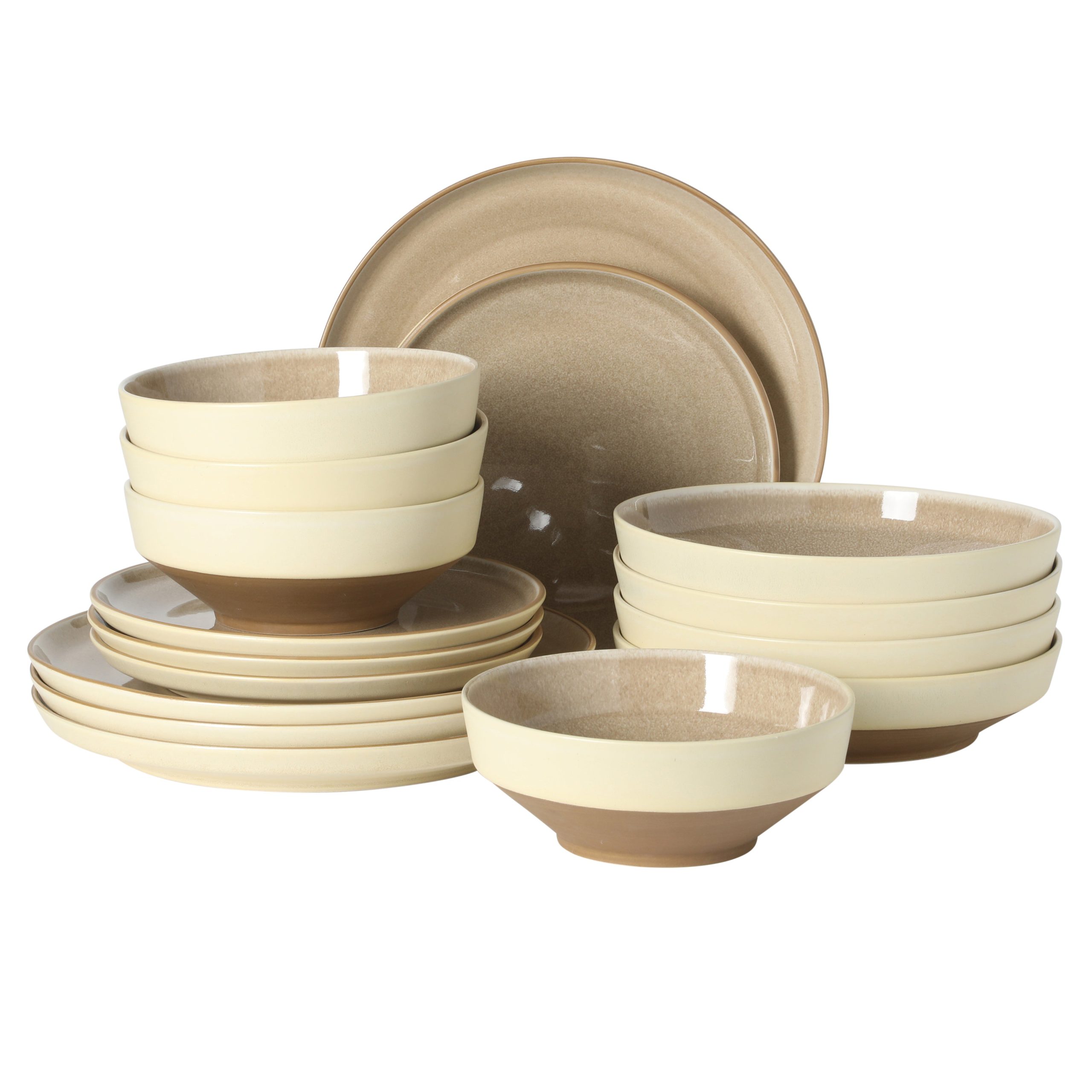 Gibson Elite Octavia Place 16 Piece Stoneware Dinnerware Set, Service for 4, Coupe Modern Plates & Bowls, Reactive Glaze Finish, Green, Microwave & Dishwasher Safe - Image 12