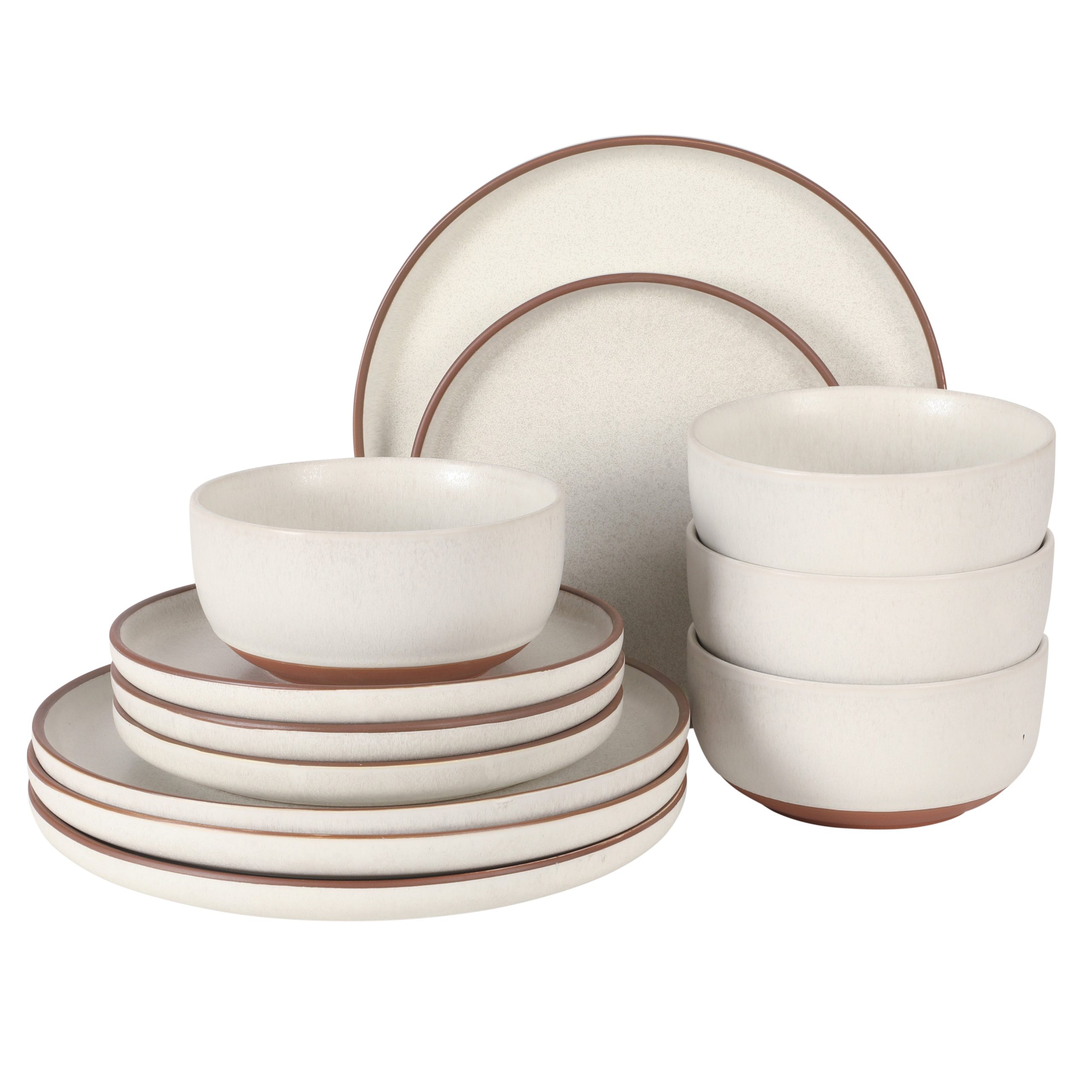 Gibson Elite Abbey Circle 12 Piece (Service for 4) Plates and Bowls Reactive Matte Glaze Dishes Stoneware Ceramic Dinnerware Set - Image 10