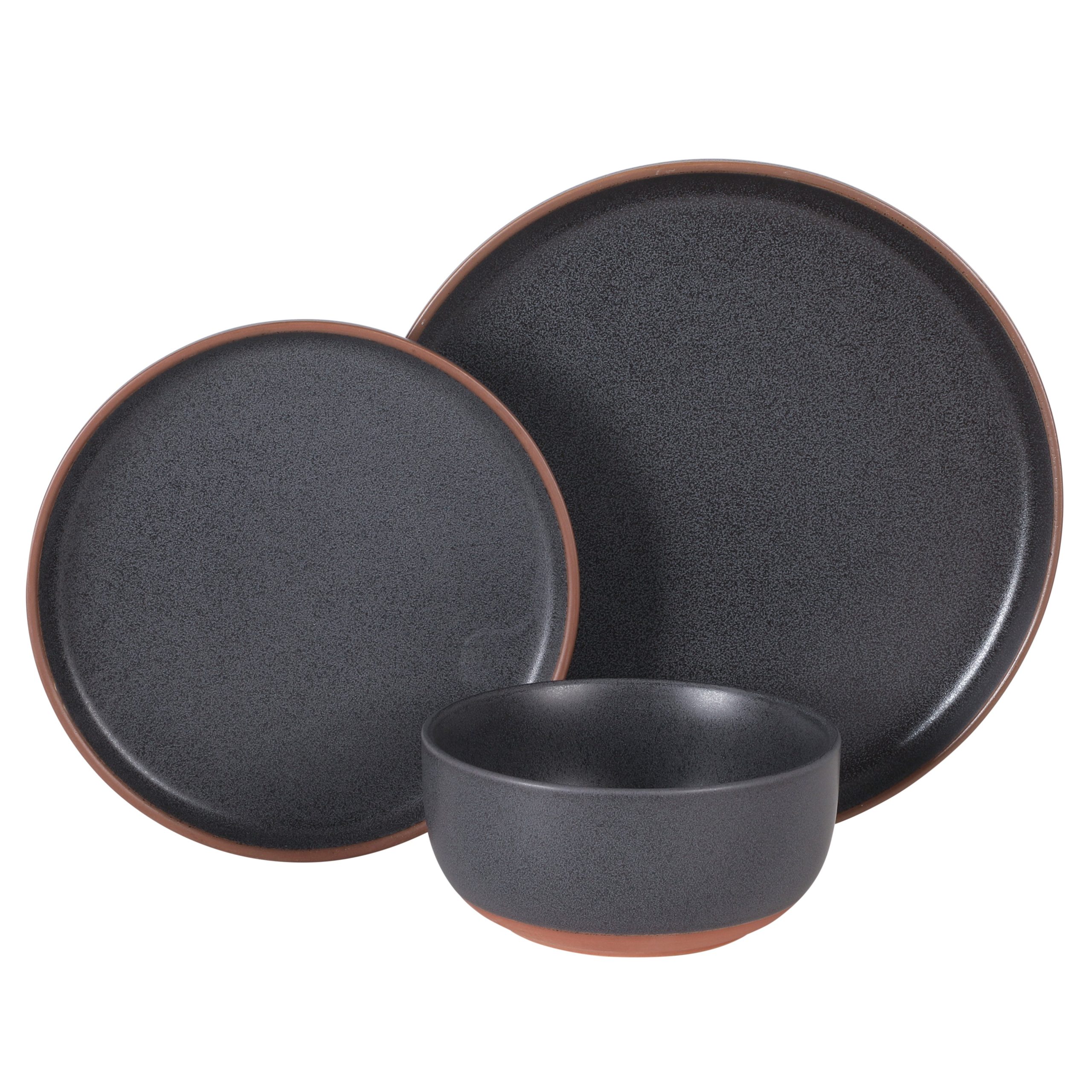 Gibson Elite Abbey Circle 12 Piece (Service for 4) Plates and Bowls Reactive Matte Glaze Dishes Stoneware Ceramic Dinnerware Set - Image 4