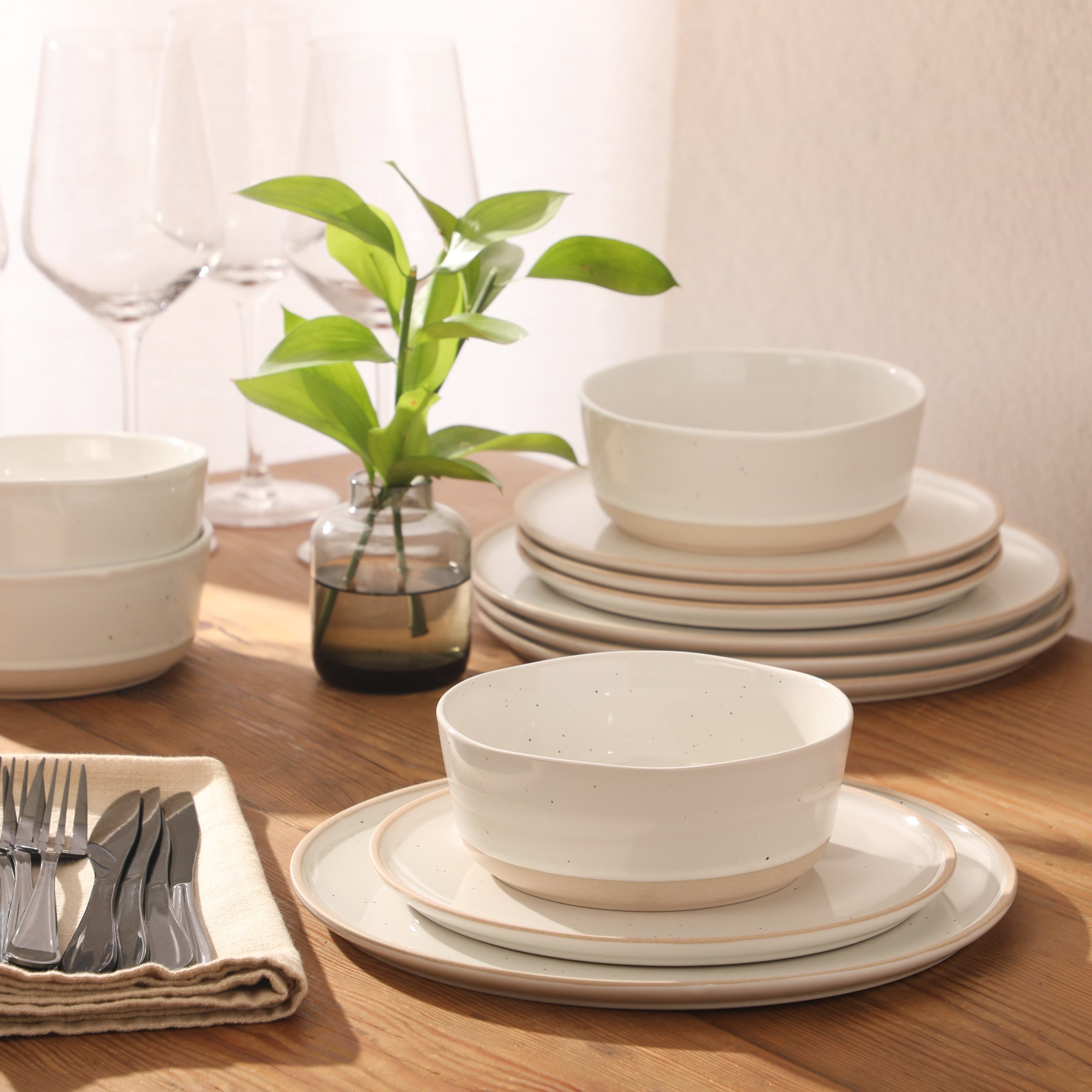 Gibson Elite Humphrey Lane 12 Piece (Service for 4) Plates and Bowls Reactive Glaze Dishes Stoneware Ceramic Dinnerware Set - Image 2