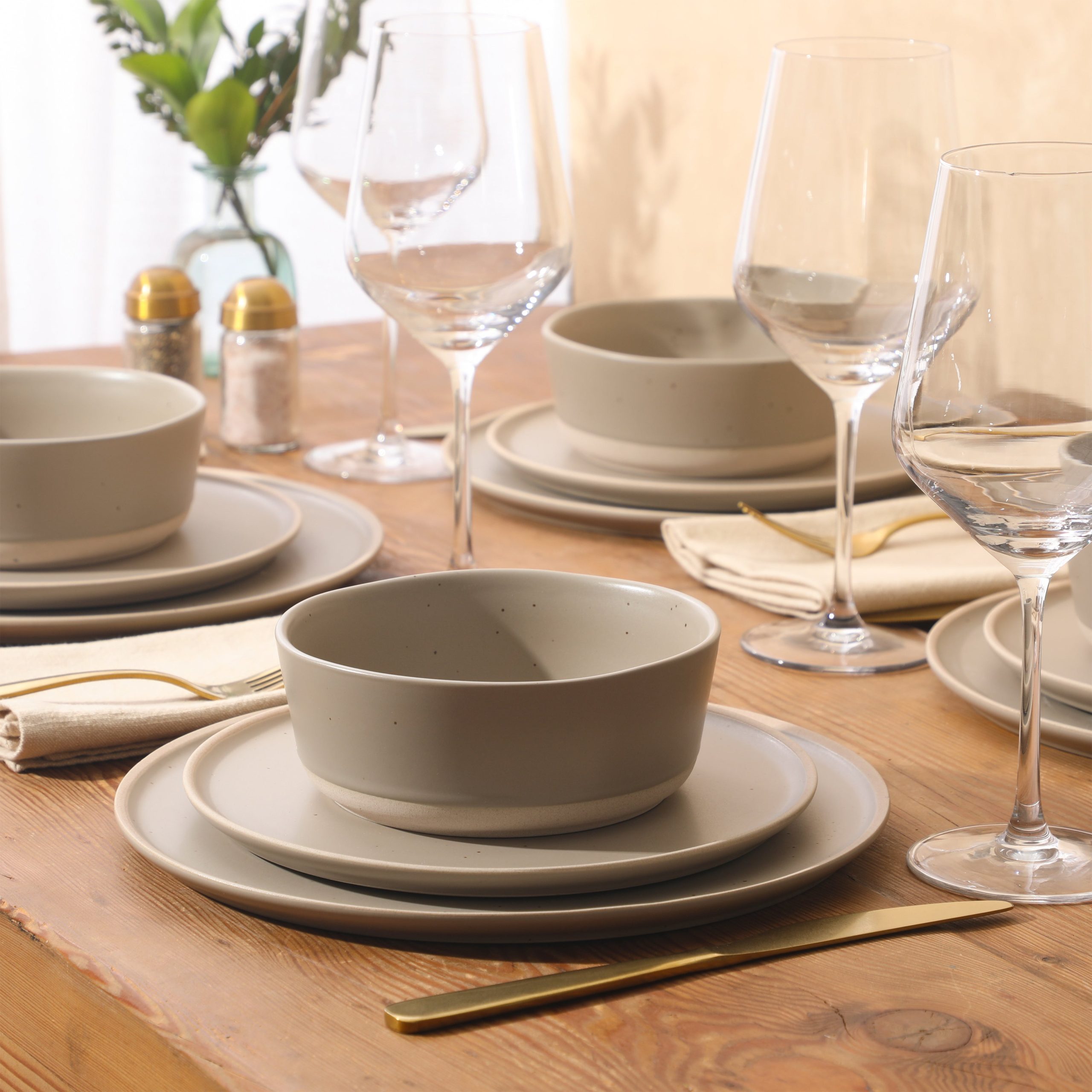 Gibson Elite Humphrey Lane 12 Piece (Service for 4) Plates and Bowls Reactive Glaze Dishes Stoneware Ceramic Dinnerware Set - Image 10