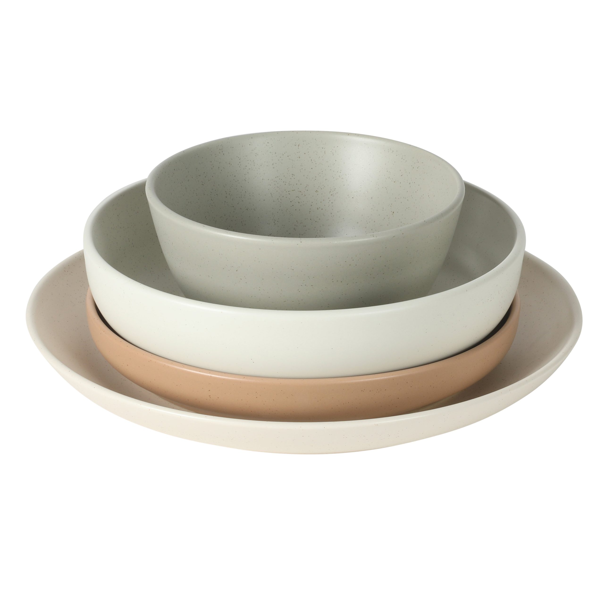 Gibson Elite Leeds Court Plates and Bowls Sets, 16-Piece Stoneware Dinnerware Sets, Round Speckle Reactive Glaze Dish Set, Service for 4 - Image 8