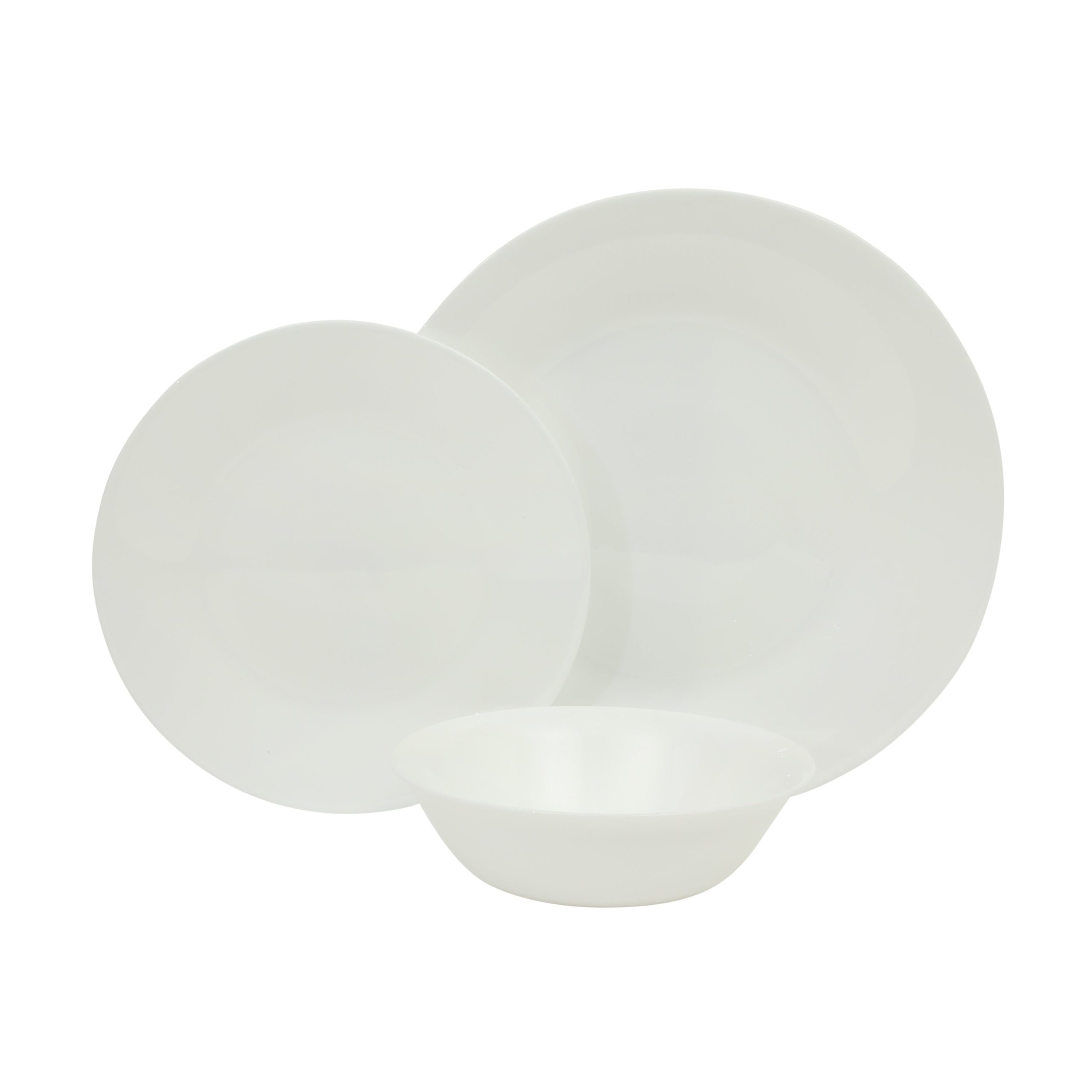 Gibson Home Vanilla Hills 12-Piece Opal Glass Dinnerware Set, Service for 4 – Includes 10" Dinner Plates, 8.5" Salad Plates & Bowls – Microwave Safe, Dishwasher Safe, Chip Resistant – White, Round - Image 4
