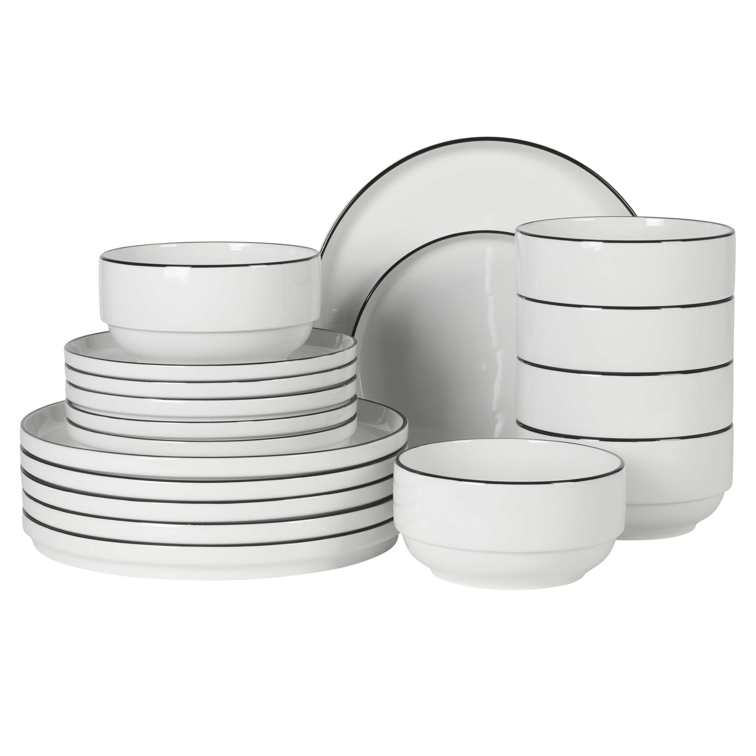Gibson Home Rothernberg Stackable 18 Piece, Service for 6, Porcelain Plates and Bowls Set - Image 6