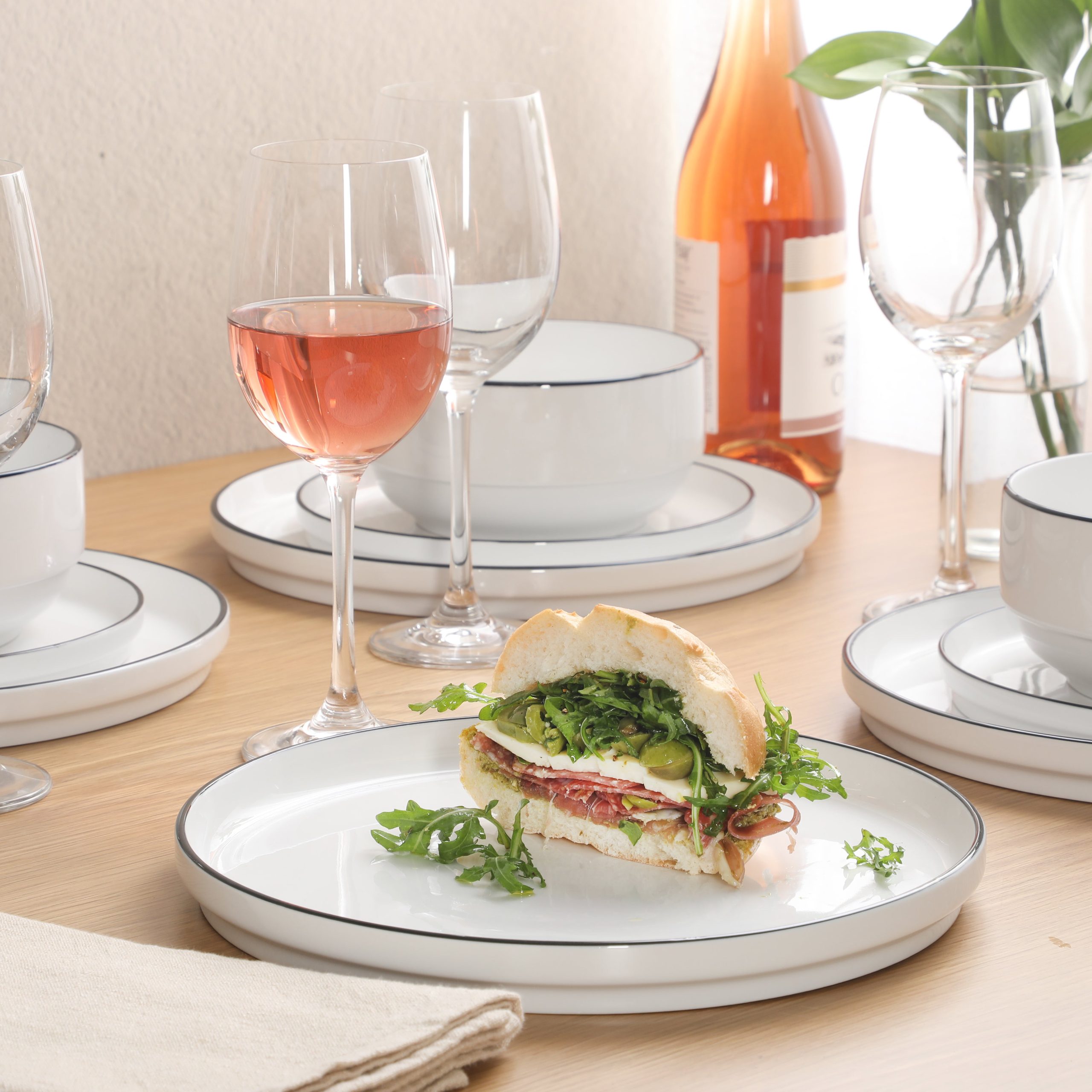 Gibson Home Rothernberg Stackable 18 Piece, Service for 6, Porcelain Plates and Bowls Set - Image 8