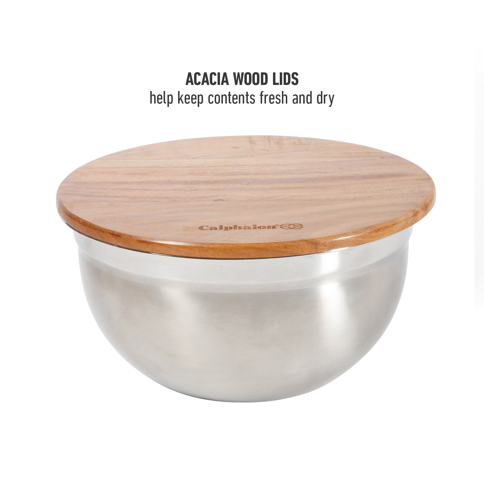 Calphalon Orbit 3 Piece Mixing Bowl Set W/ Acacia Wood Lids - Image 9