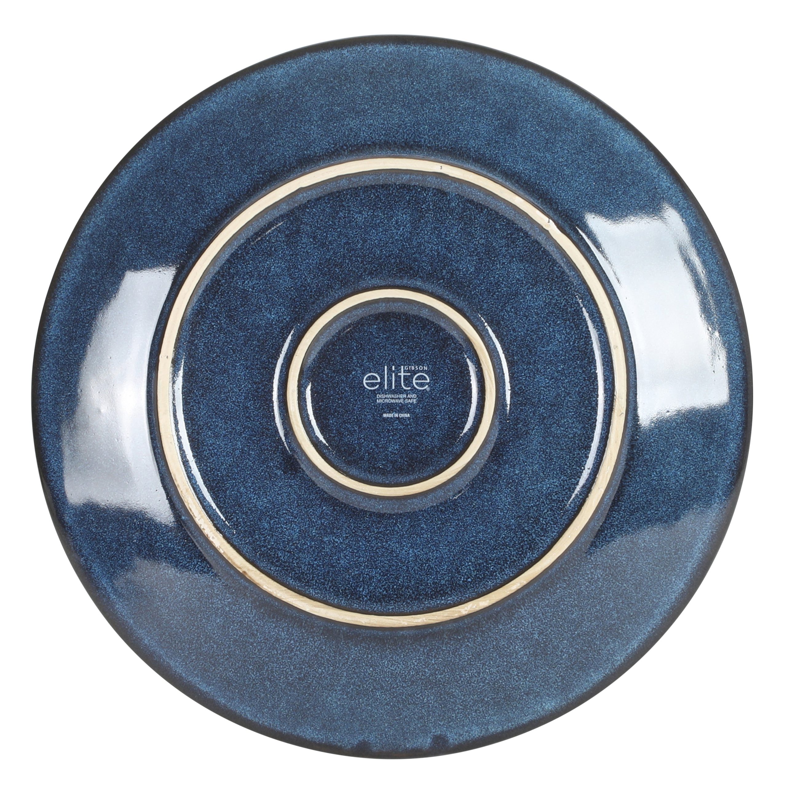 Gibson Elite Midnight Luna Plates and Bowls Sets, 12-Piece Stoneware Dinnerware Sets, Reactive Glaze Dish Set - Blue - Image 11