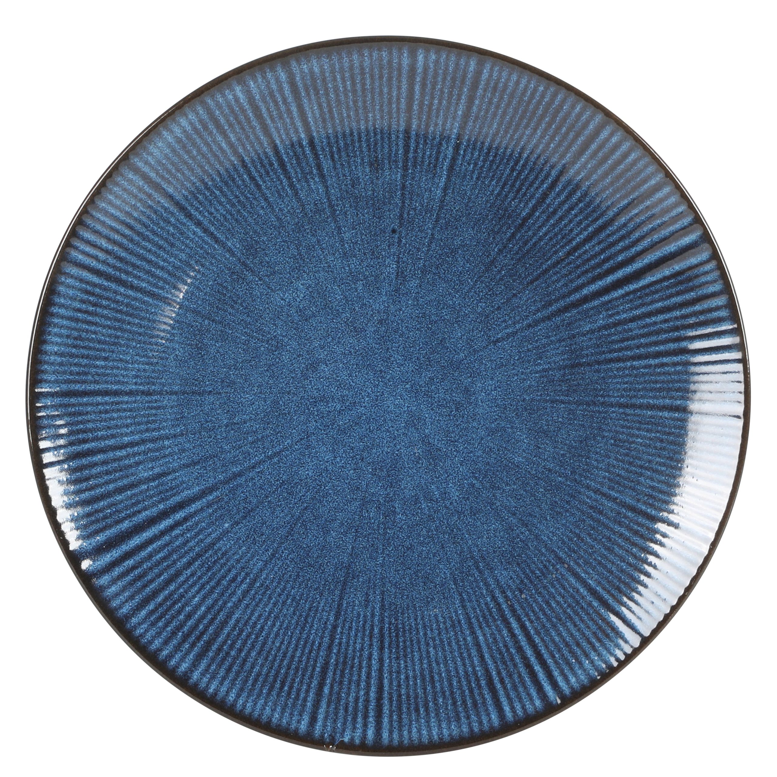 Gibson Elite Midnight Luna Plates and Bowls Sets, 12-Piece Stoneware Dinnerware Sets, Reactive Glaze Dish Set - Blue - Image 10