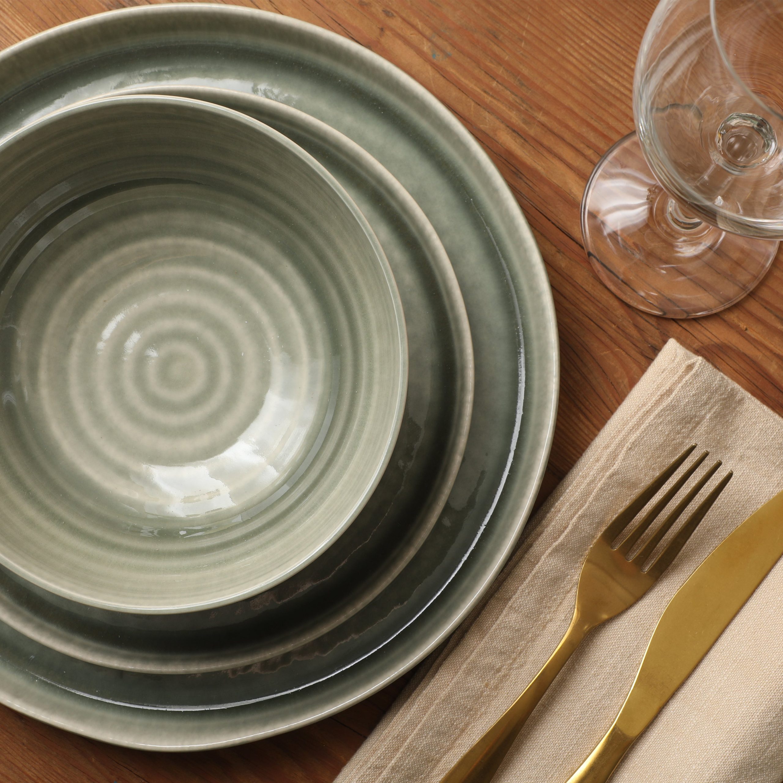 Gibson Elite Eclipse Swirls Plates and Bowls Sets, 12-Piece Stoneware Dinnerware Sets, Reactive Glaze Dish Set - Image 11