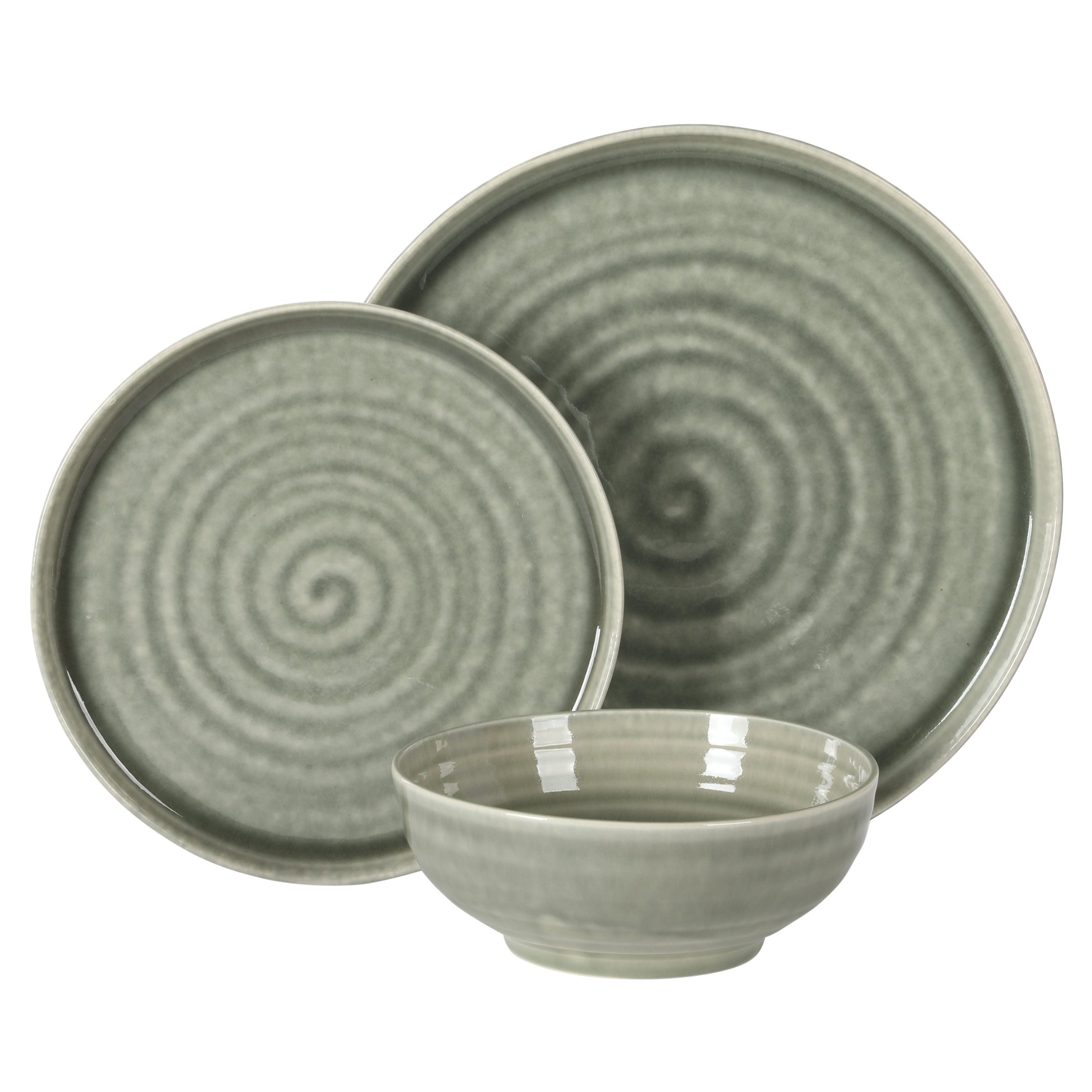 Gibson Elite Eclipse Swirls Plates and Bowls Sets, 12-Piece Stoneware Dinnerware Sets, Reactive Glaze Dish Set - Image 5