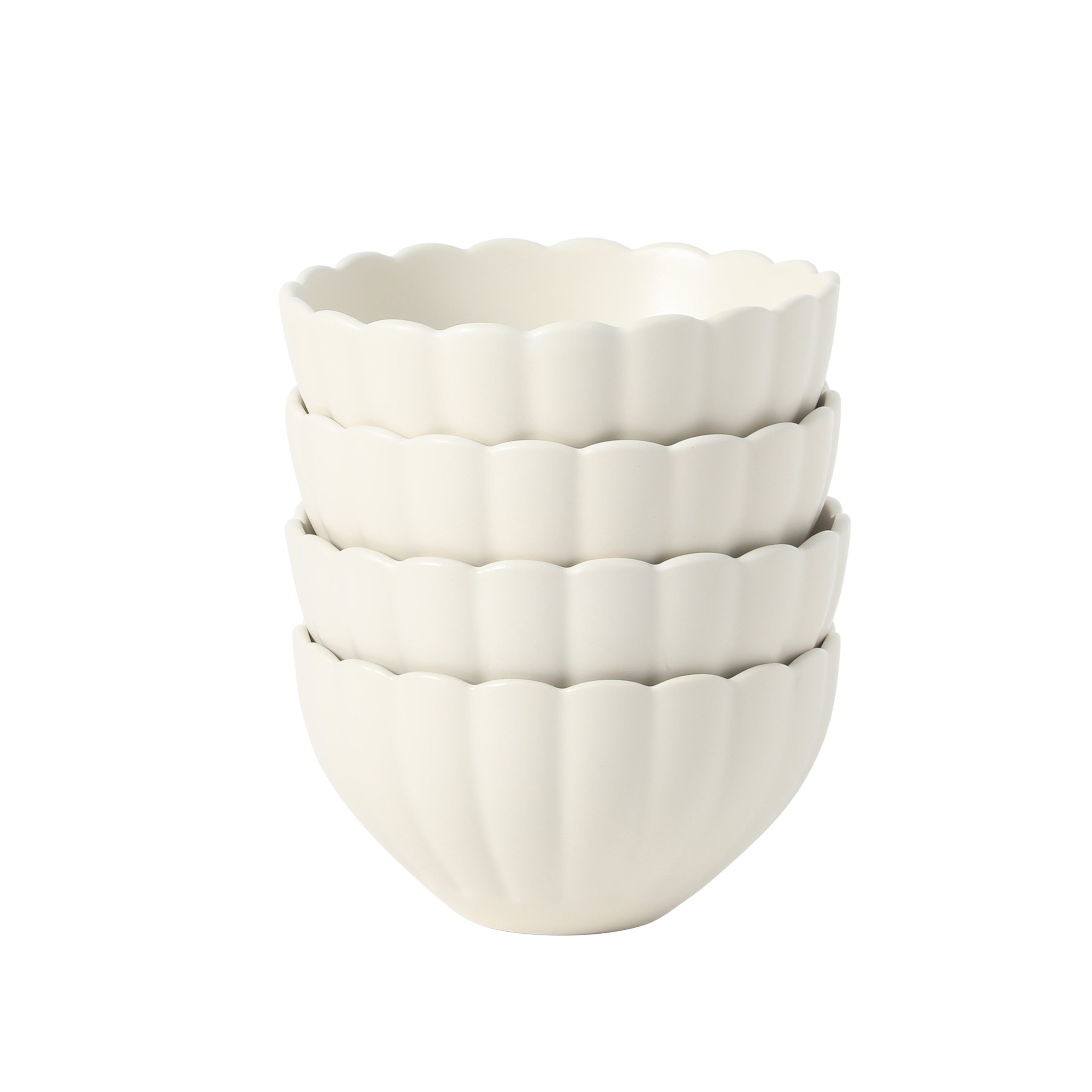 Gibson Elite Bistro Fleur Stoneware Cereal Bowls Set of 4, 5.5-Inch Scalloped Bowls, Fluted Kitchen Bowls for Cereal, Soup, Salad - Image 4