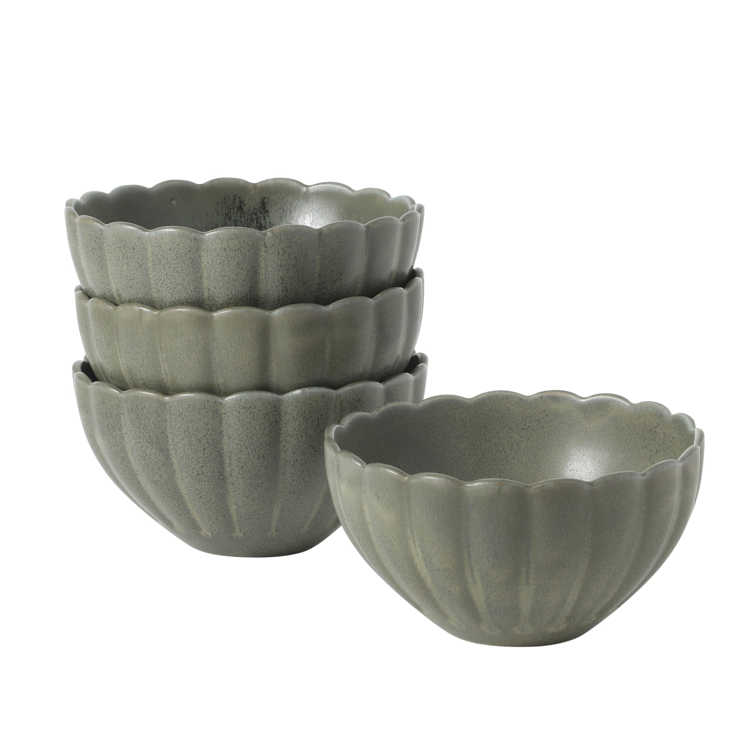 Gibson Elite Bistro Fleur Stoneware Cereal Bowls Set of 4, 5.5-Inch Scalloped Bowls, Fluted Kitchen Bowls for Cereal, Soup, Salad - Image 6