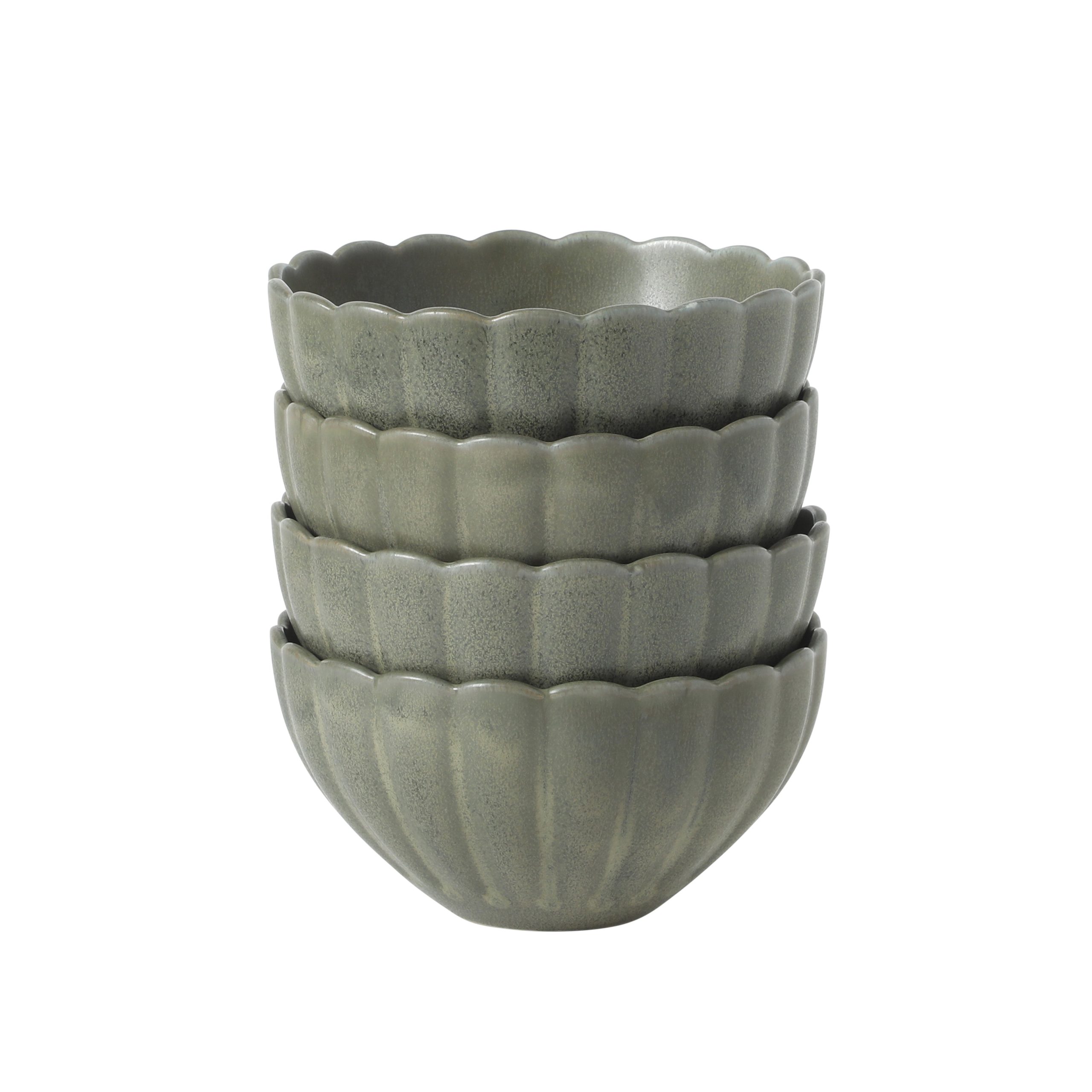 Gibson Elite Bistro Fleur Stoneware Cereal Bowls Set of 4, 5.5-Inch Scalloped Bowls, Fluted Kitchen Bowls for Cereal, Soup, Salad - Image 9