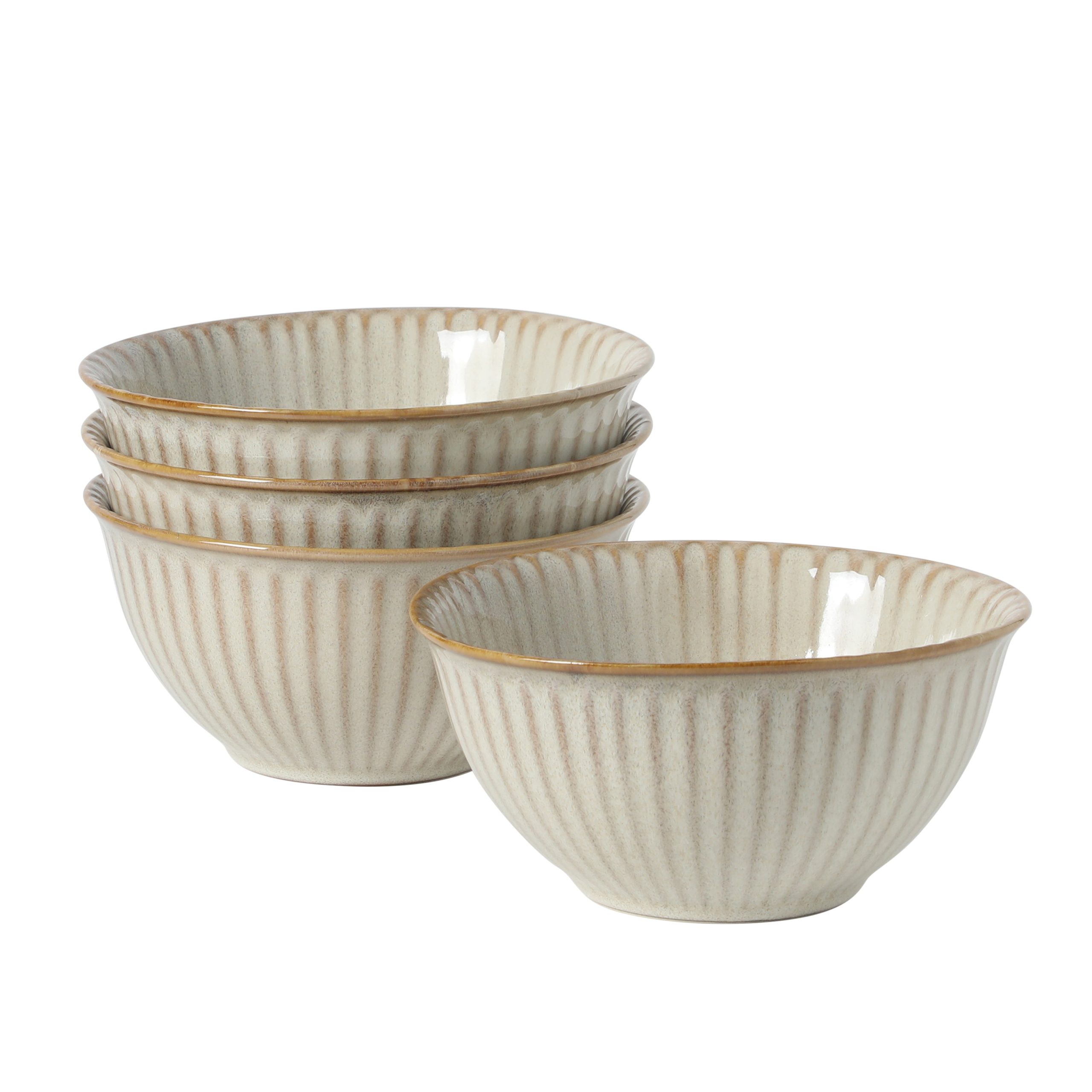 Gibson Elite Cereal Bowls Set of 4, 6-Inch Stoneware Soup Bowls, Reactive Glaze Ribbed Bowl Set - Image 11