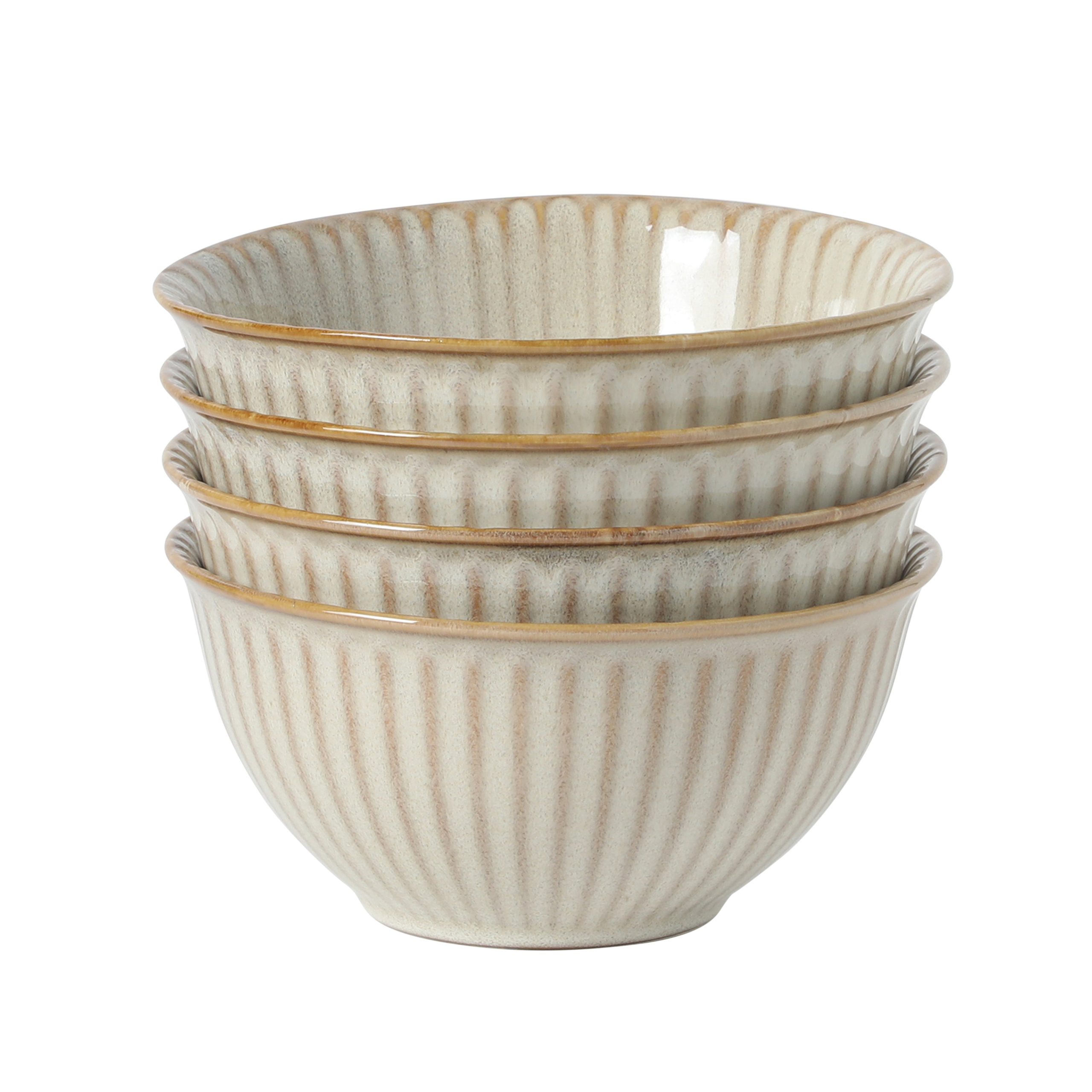 Gibson Elite Cereal Bowls Set of 4, 6-Inch Stoneware Soup Bowls, Reactive Glaze Ribbed Bowl Set - Image 14