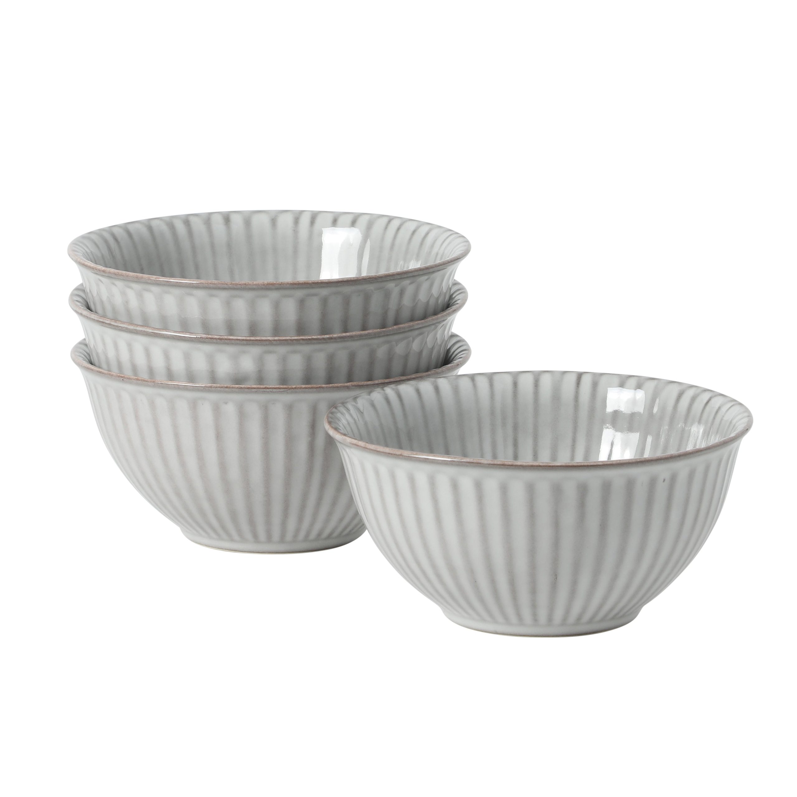 Gibson Elite Cereal Bowls Set of 4, 6-Inch Stoneware Soup Bowls, Reactive Glaze Ribbed Bowl Set - Image 5